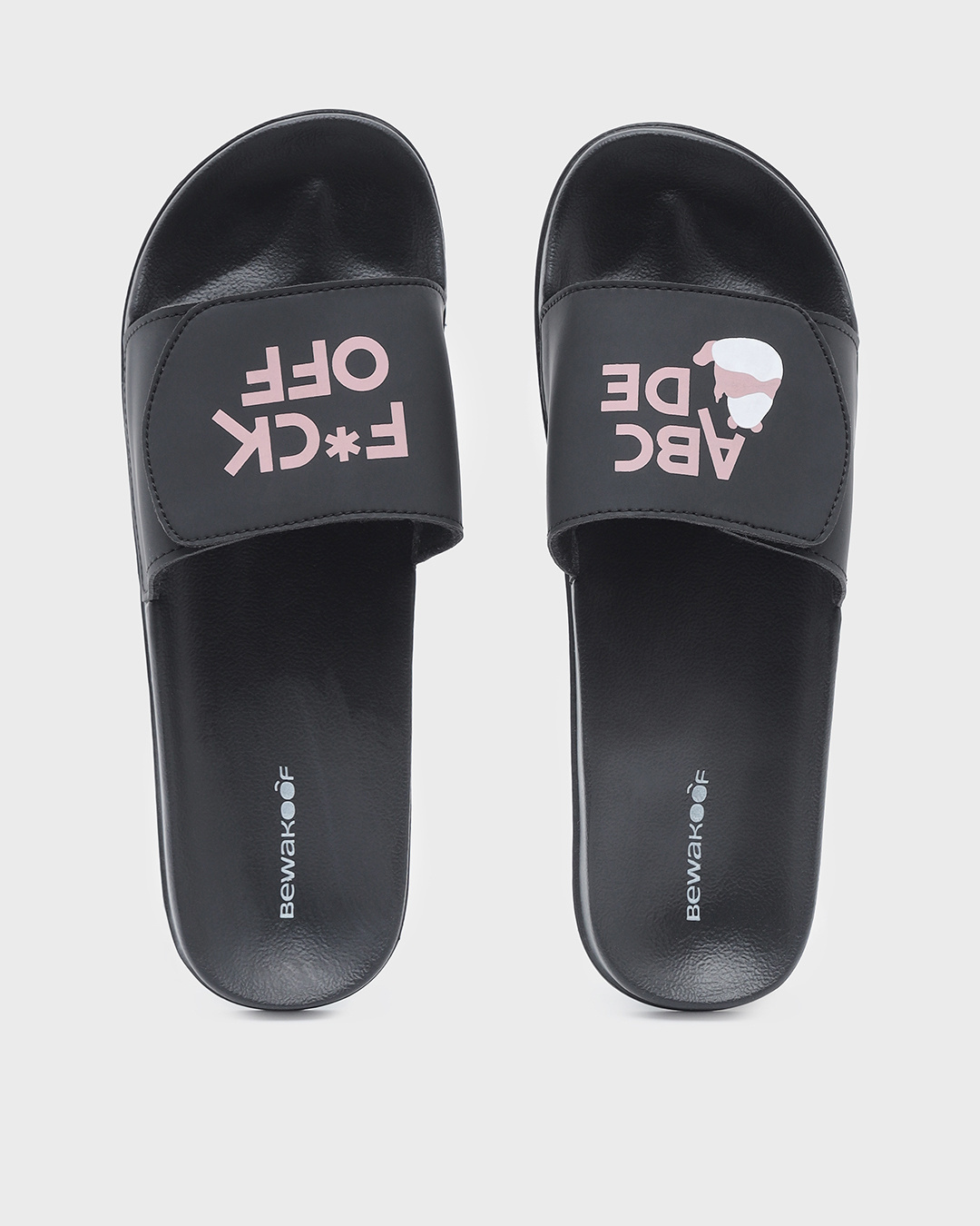 Shop Men's Black Panda ABCD Typography Adjustable Velcro Slider-Back