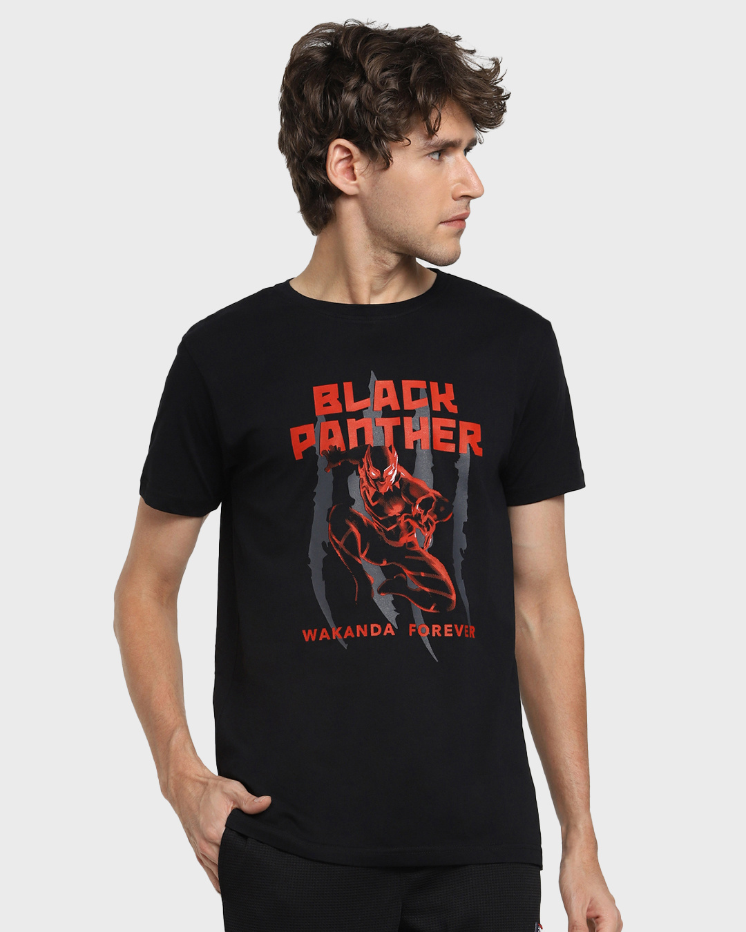 Black graphic t-shirt featuring a roaring panther and 