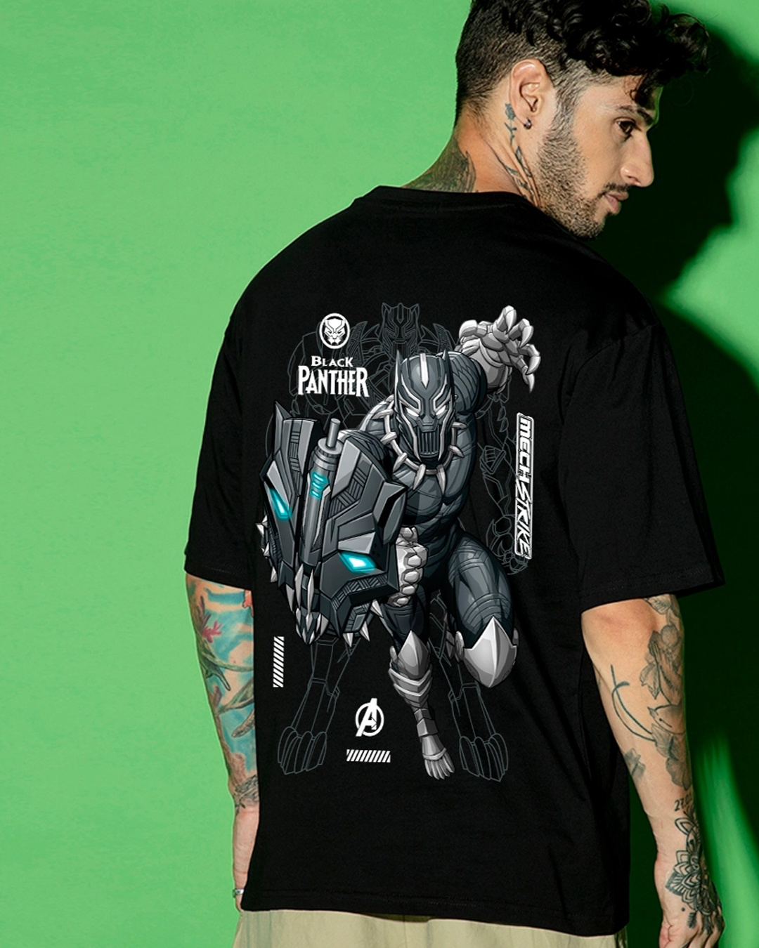 Buy Men s Black Panther Mech Graphic Printed Oversized T shirt Online buy-men-s-black-panther-mech-graphic-printed-oversized-t-shirt-online