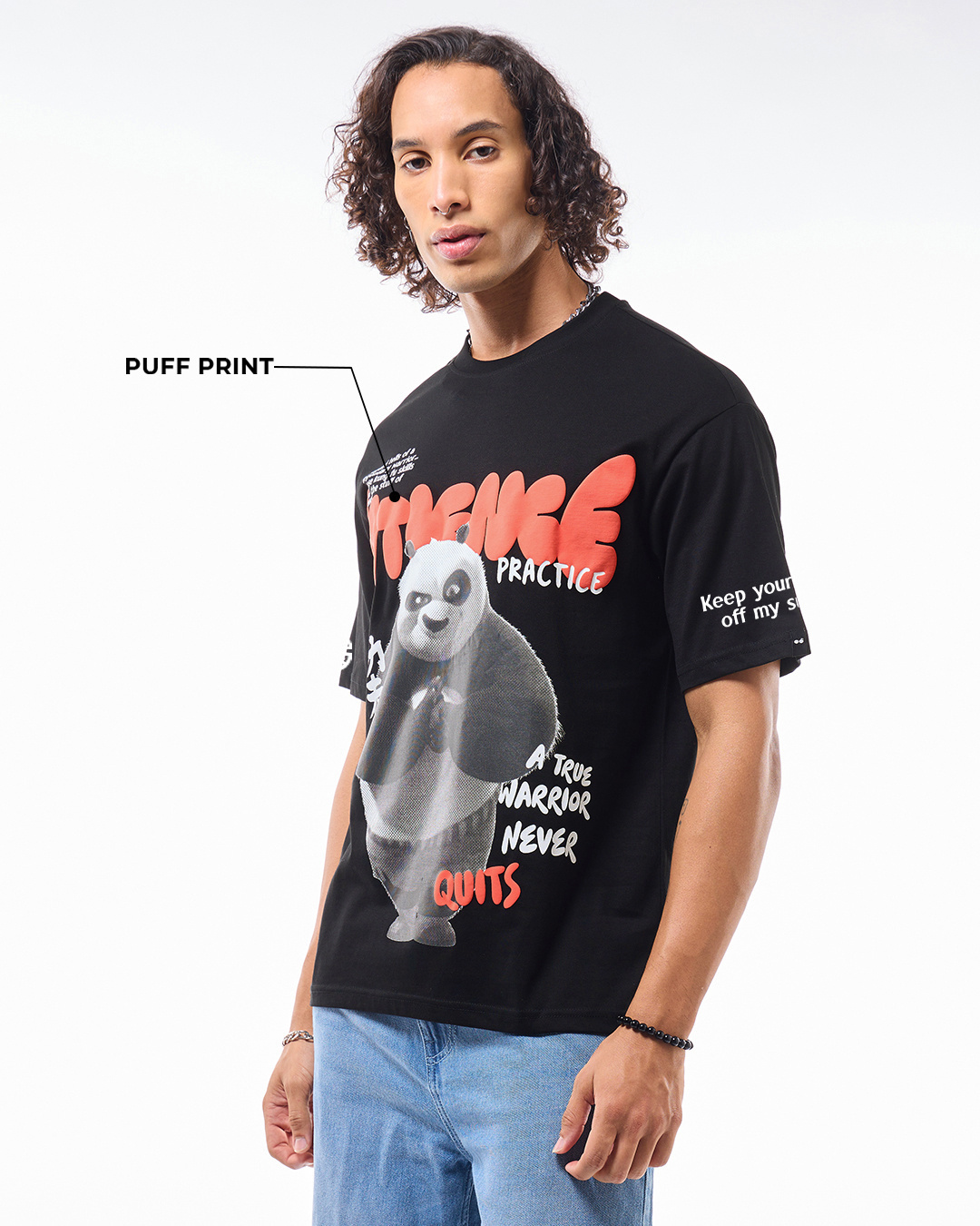 Shop Men's Black Patience is the Key Graphic Printed Oversized T-shirt-Back
