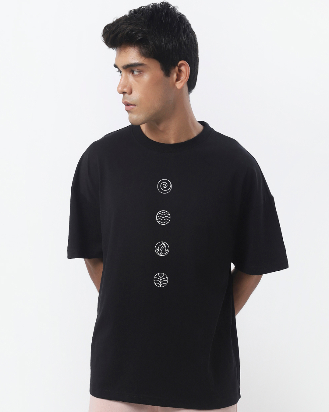 Shop Men's Black Peace Seeker Typography Oversized T-shirt-Back