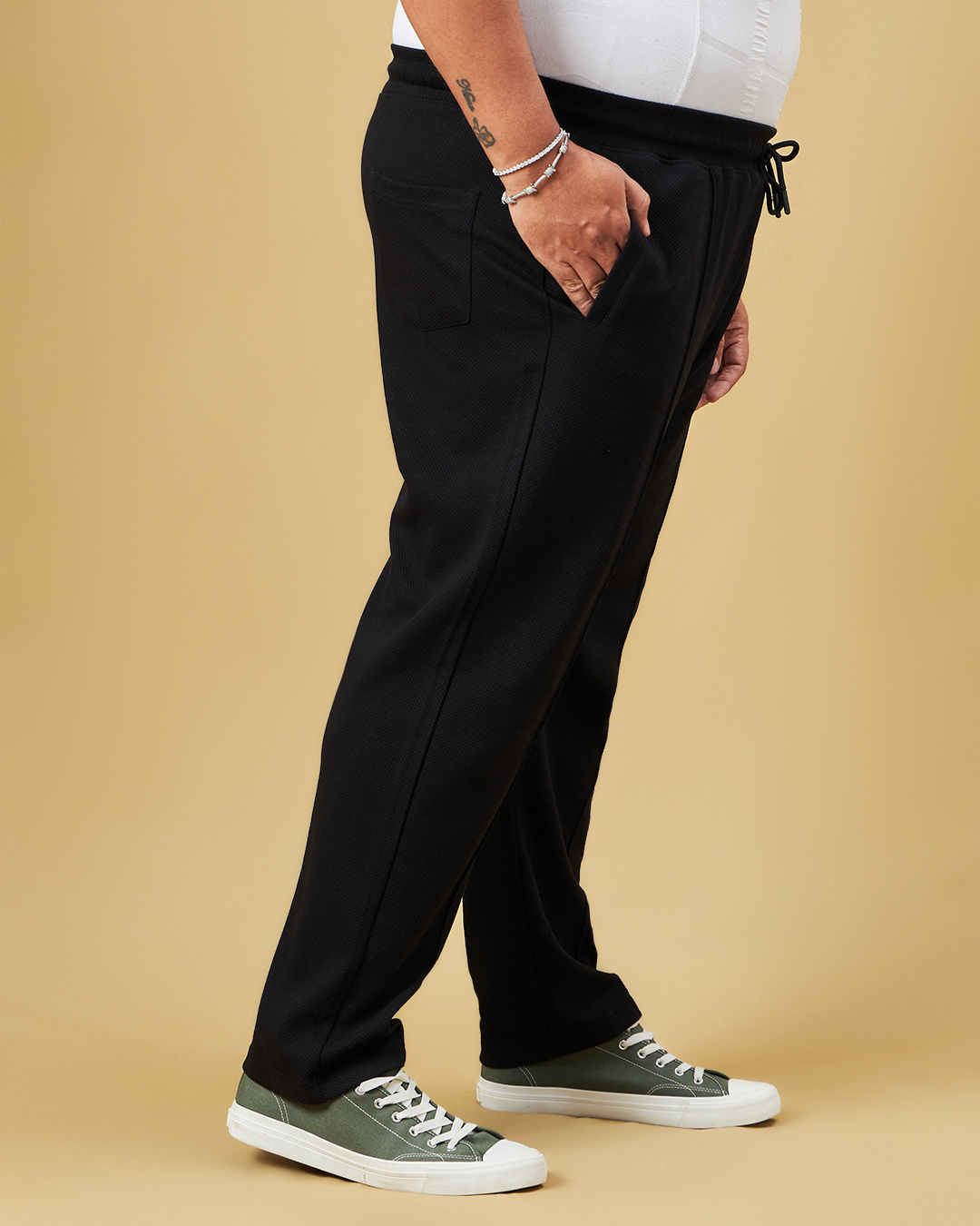 Shop Men's Black Plus Size Track Pants-Back
