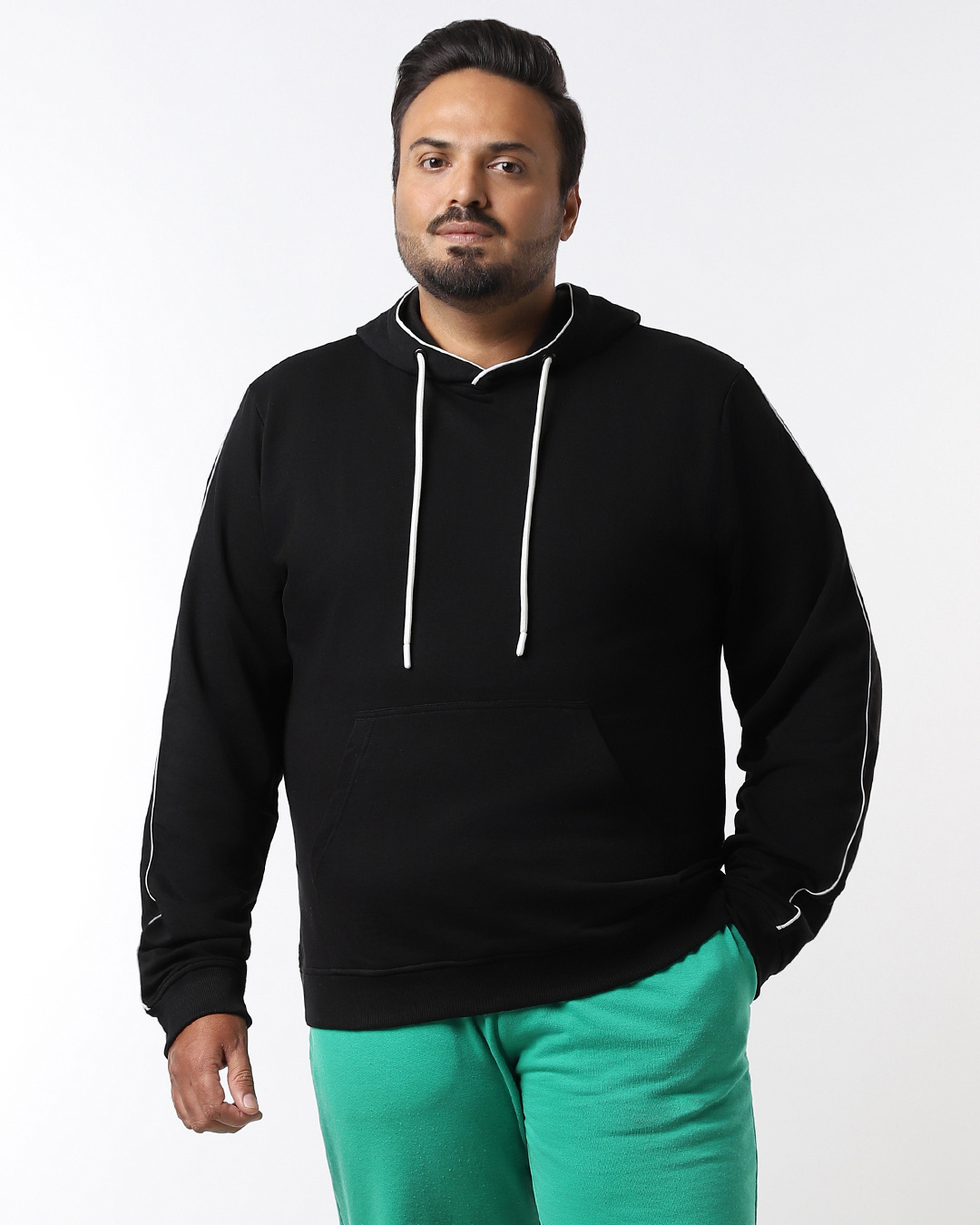 Shop Men's Black Plus Size Hoodies-Back