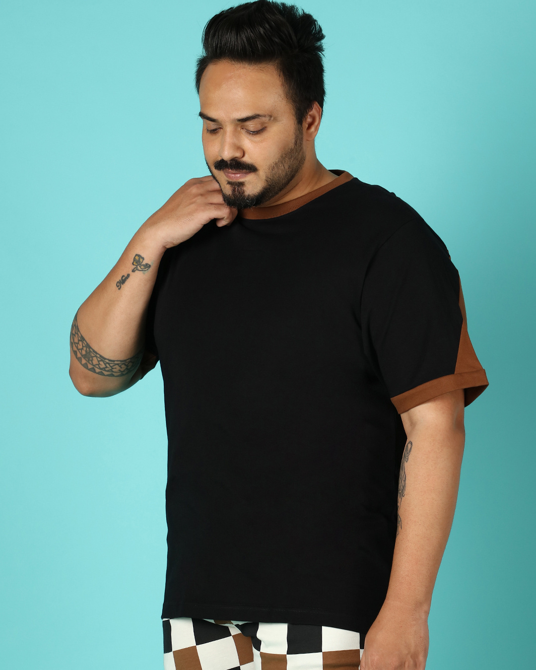 Shop Men's Black Plus Size Oversized T-shirt-Back