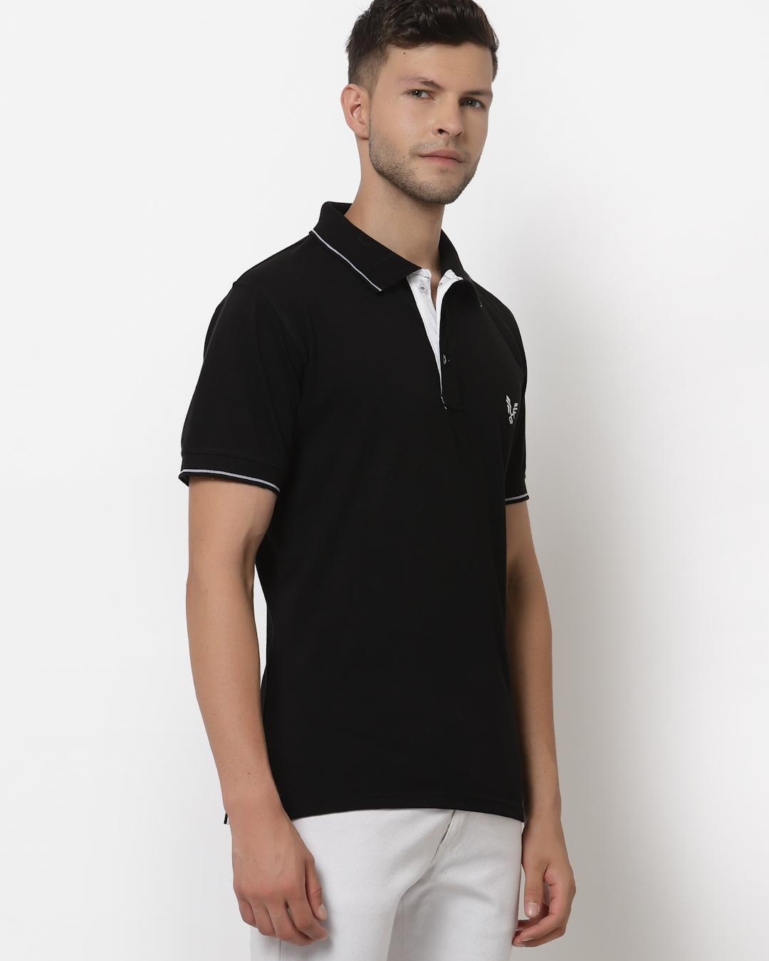 Buy Men's Black Polo T-shirt for Men Black Online at Bewakoof