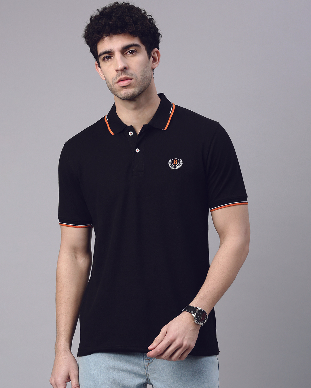 Buy Men's Black Polo T-shirt Online at Bewakoof