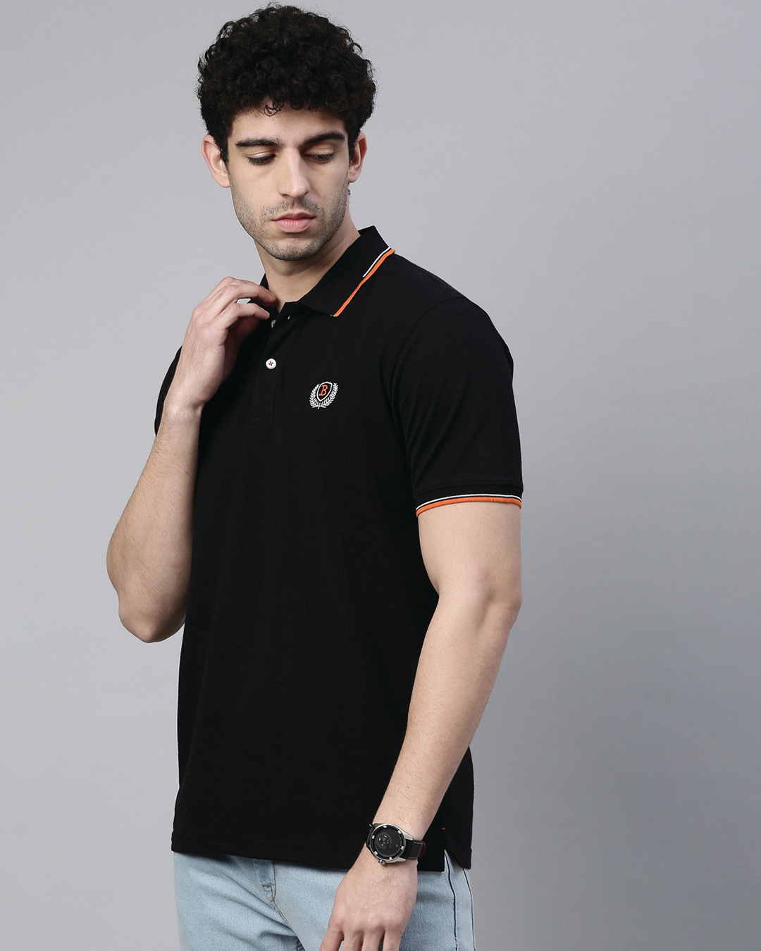Shop Men's Black Polo T-shirt-Back