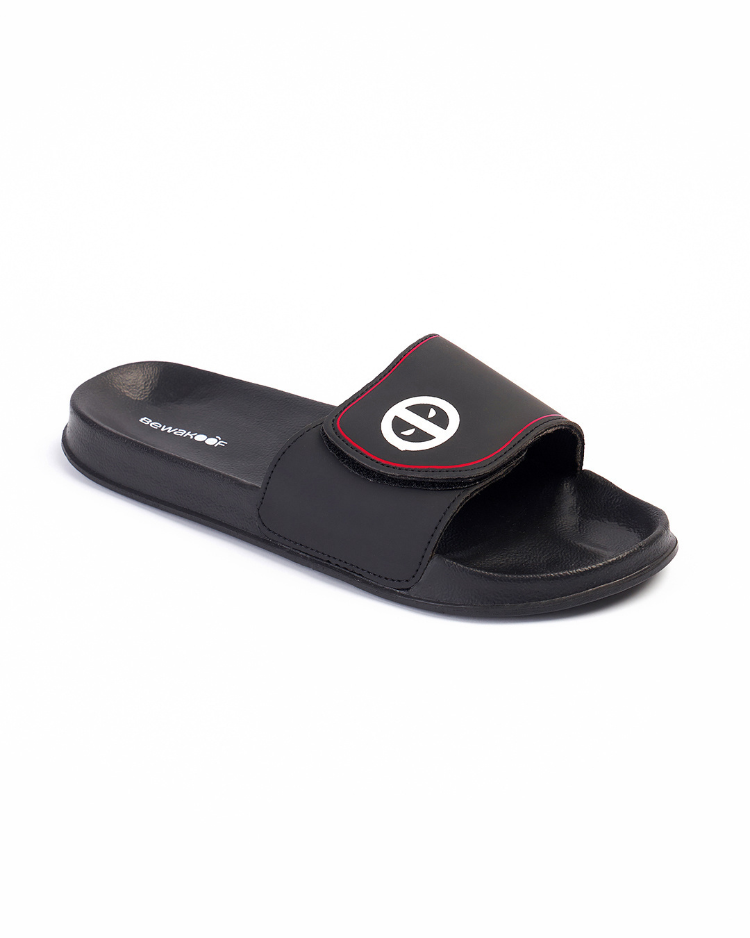 Shop Men's Black Poolverine Printed Velcro Sliders-Back