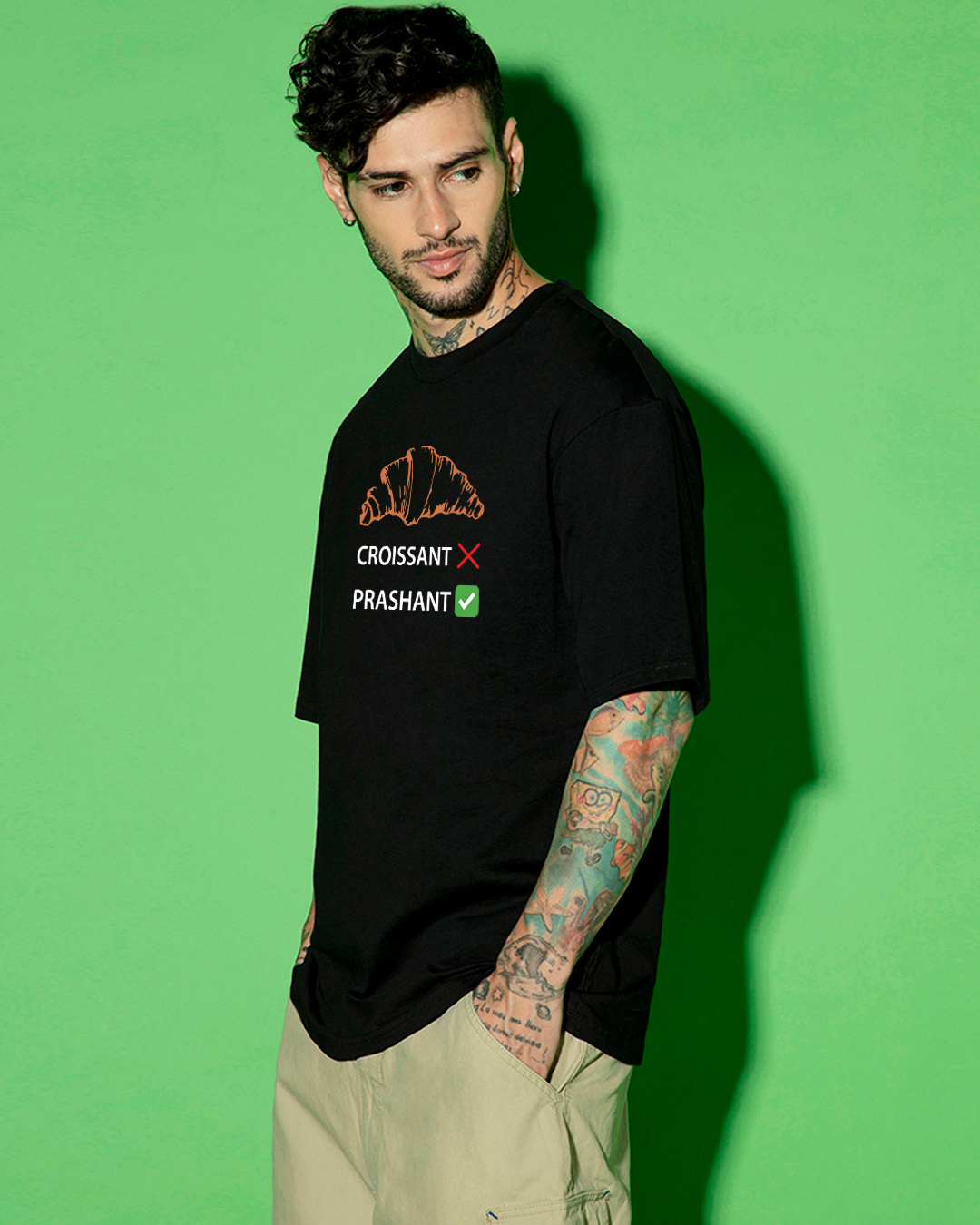 Shop Men's Black Prashant Graphic Printed Oversized T-shirt-Back