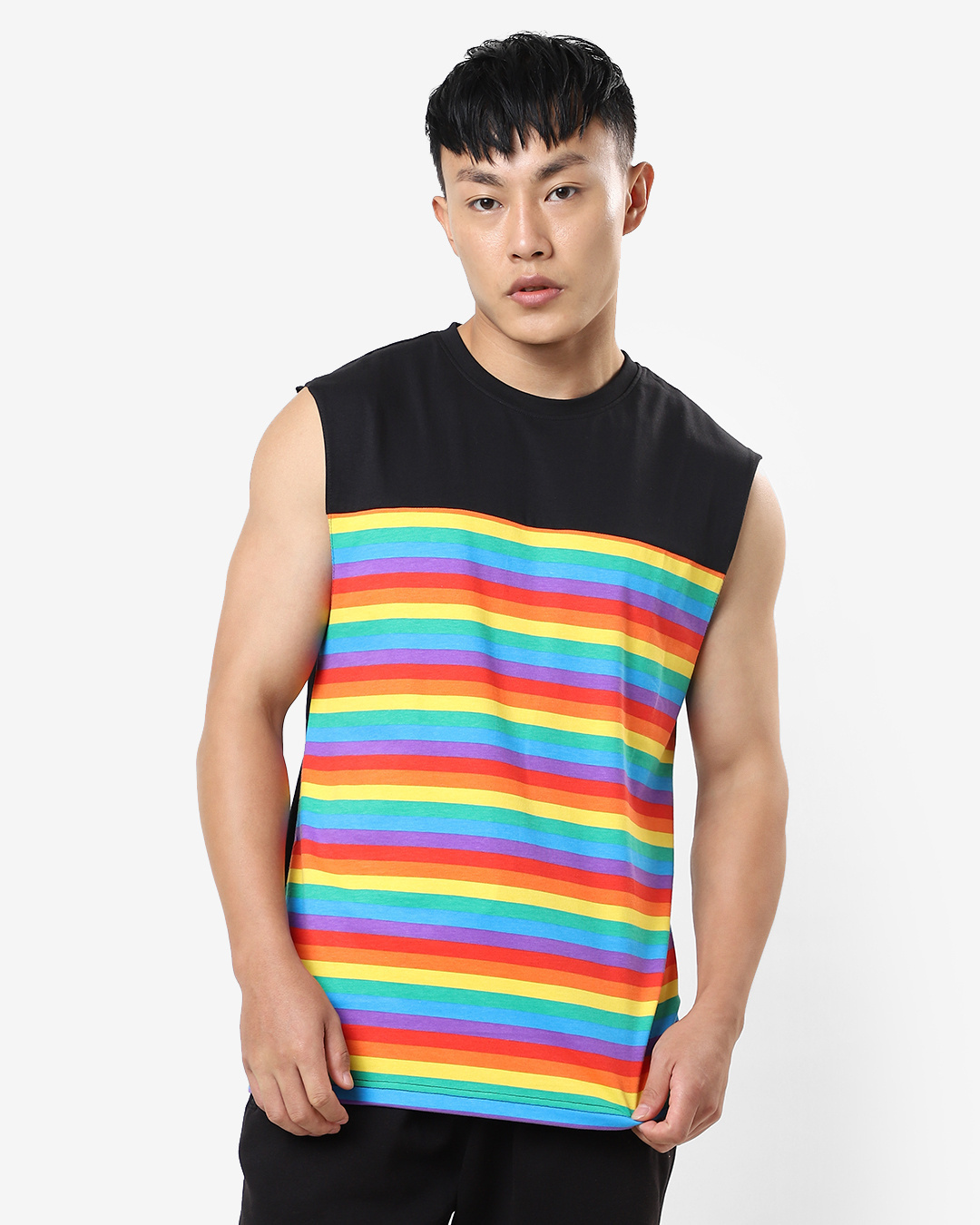 Shop Men's Black Pride Striped Vest-Back