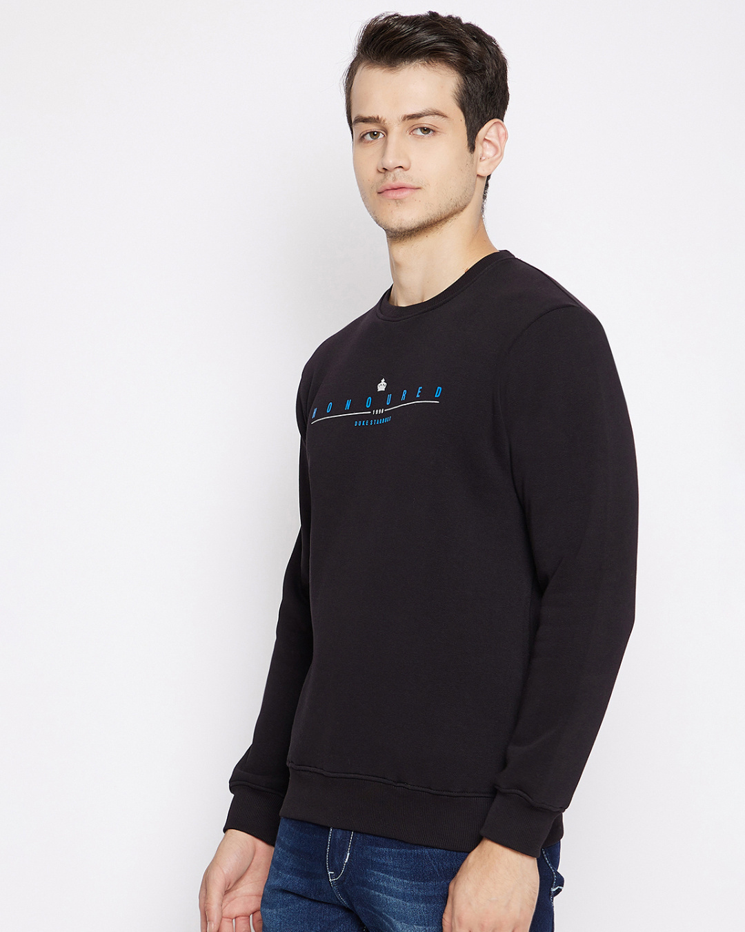 Shop Men's Black Printed Fleece Blend Sweatshirt-Back