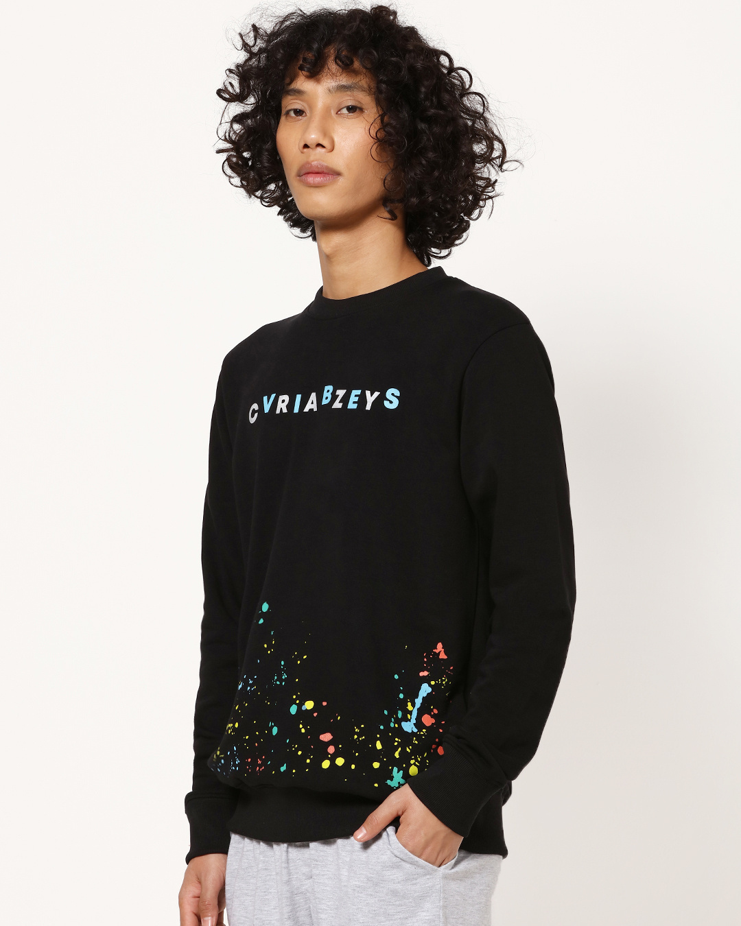 Shop Men's Black Typography Sweatshirt-Back