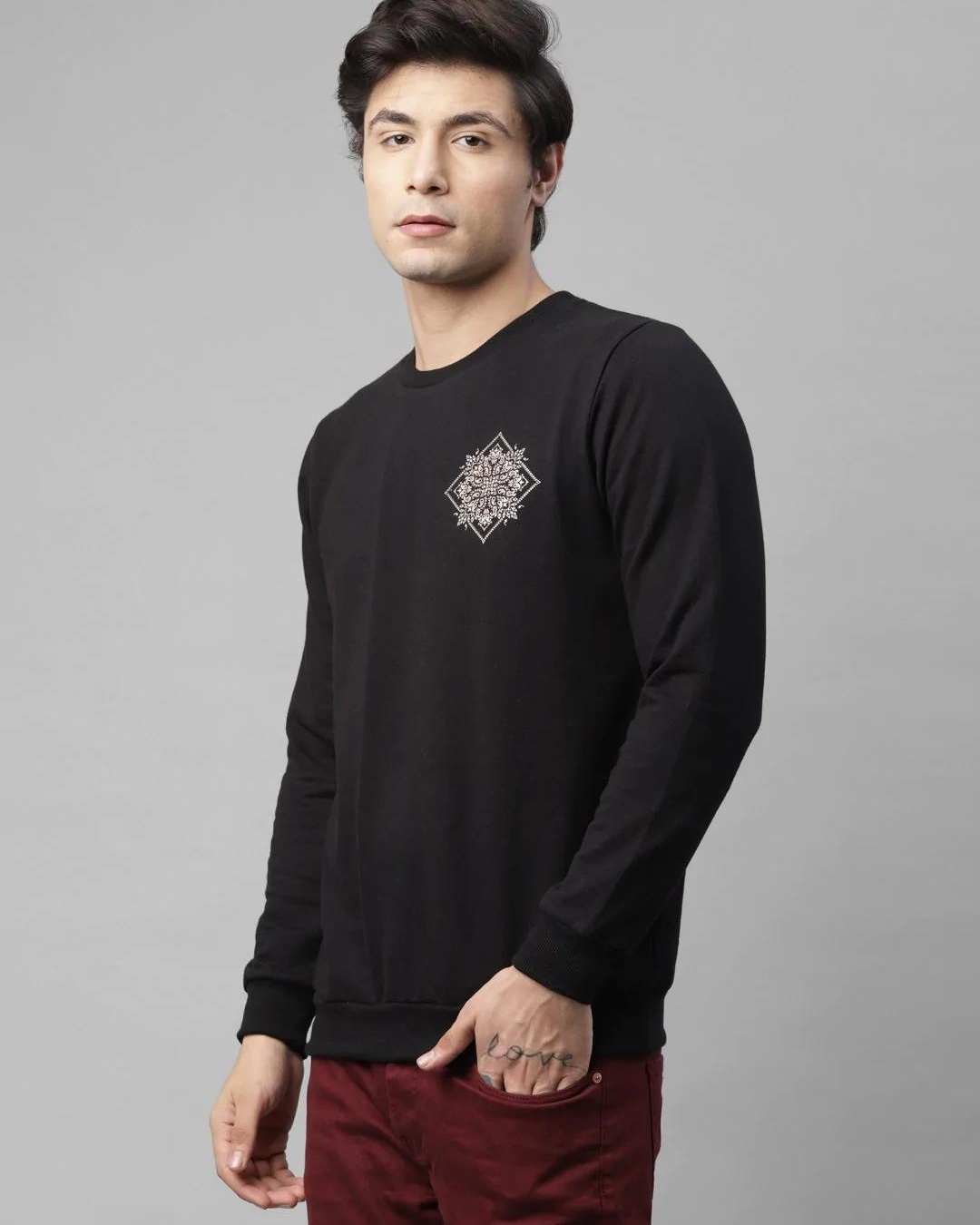 Shop Men's Black Printed Sweatshirt-Back