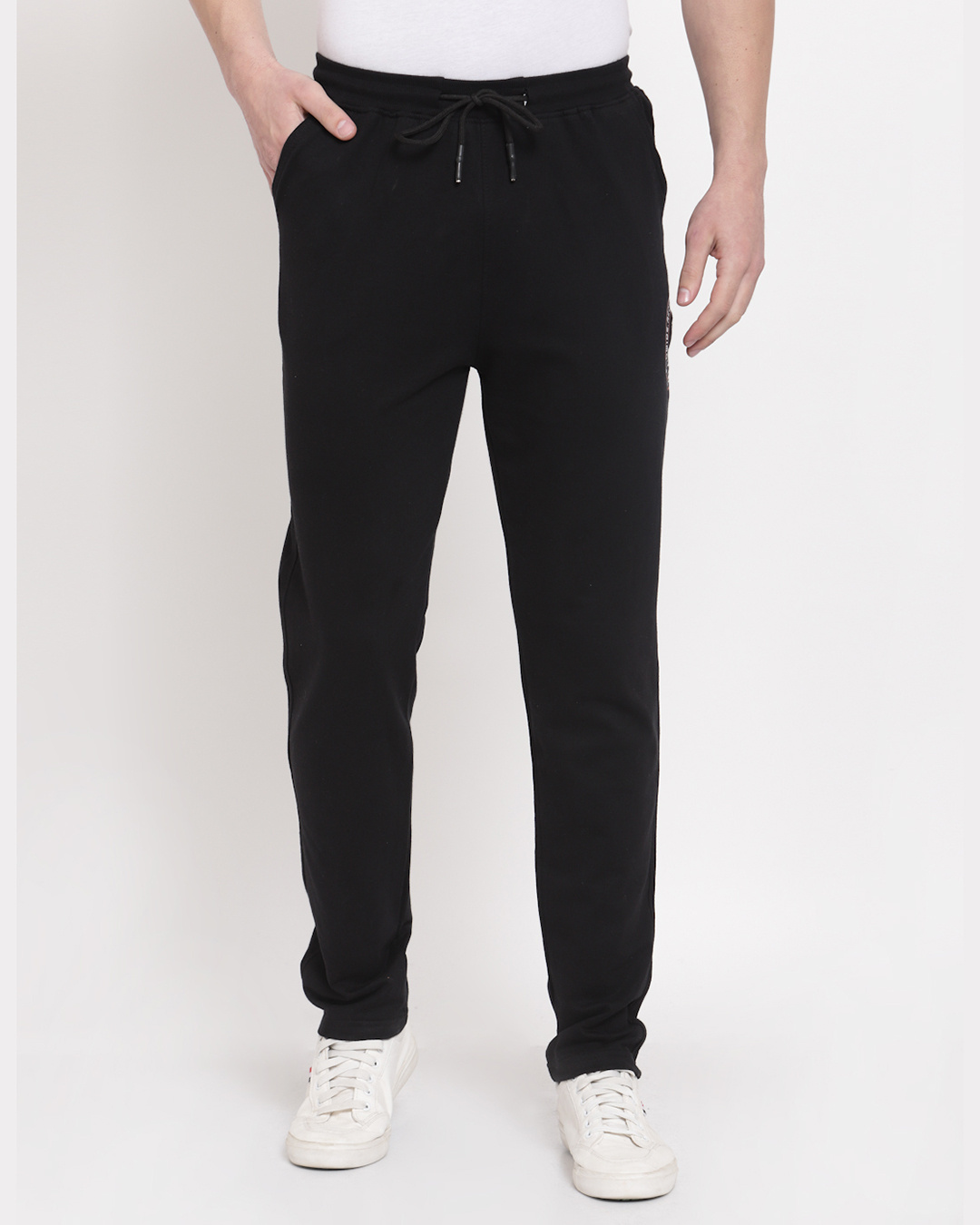 Buy Men's Black Printed Track Pants Online at Bewakoof