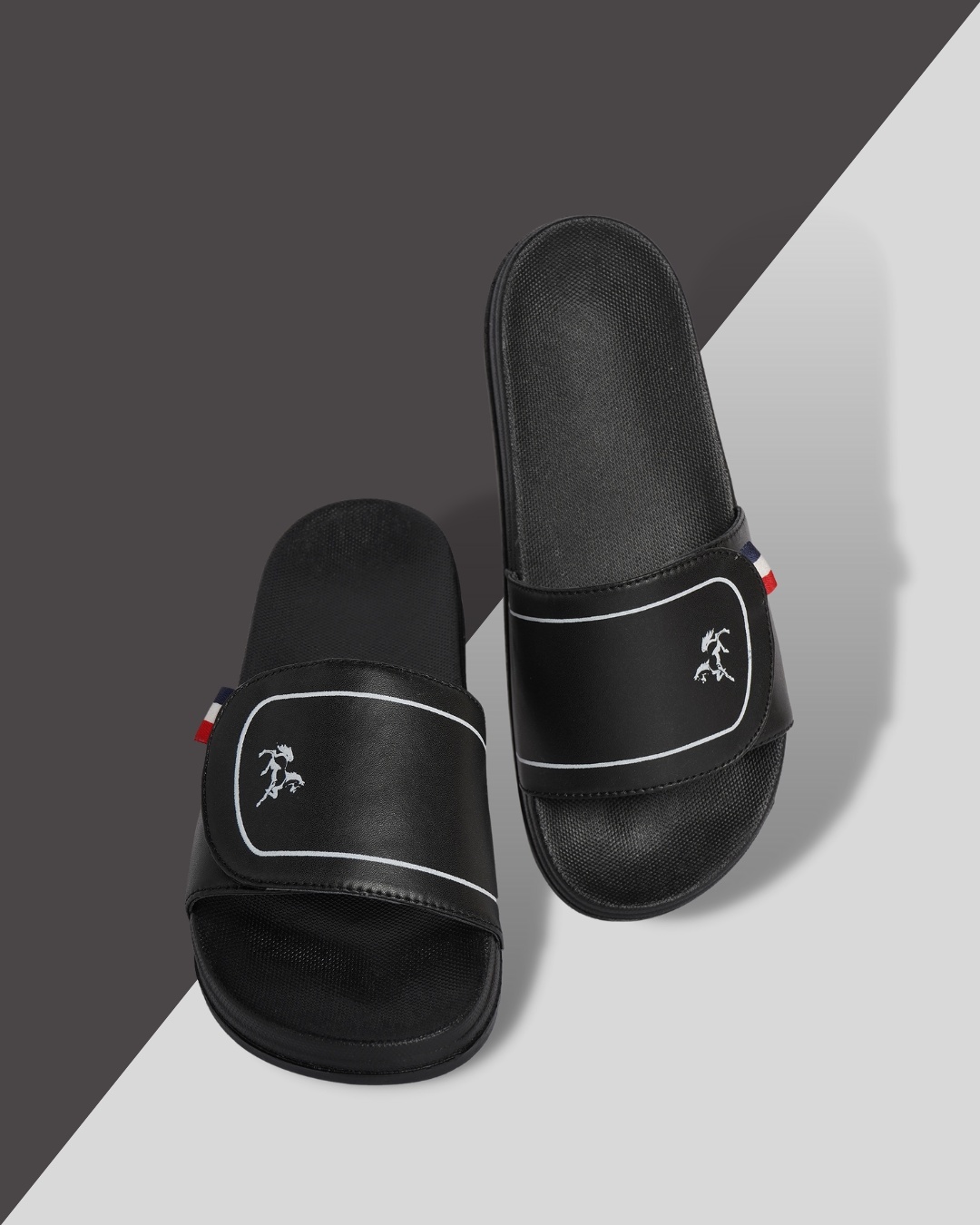 Buy Men's Black Printed Velcro Sliders Online in India at Bewakoof