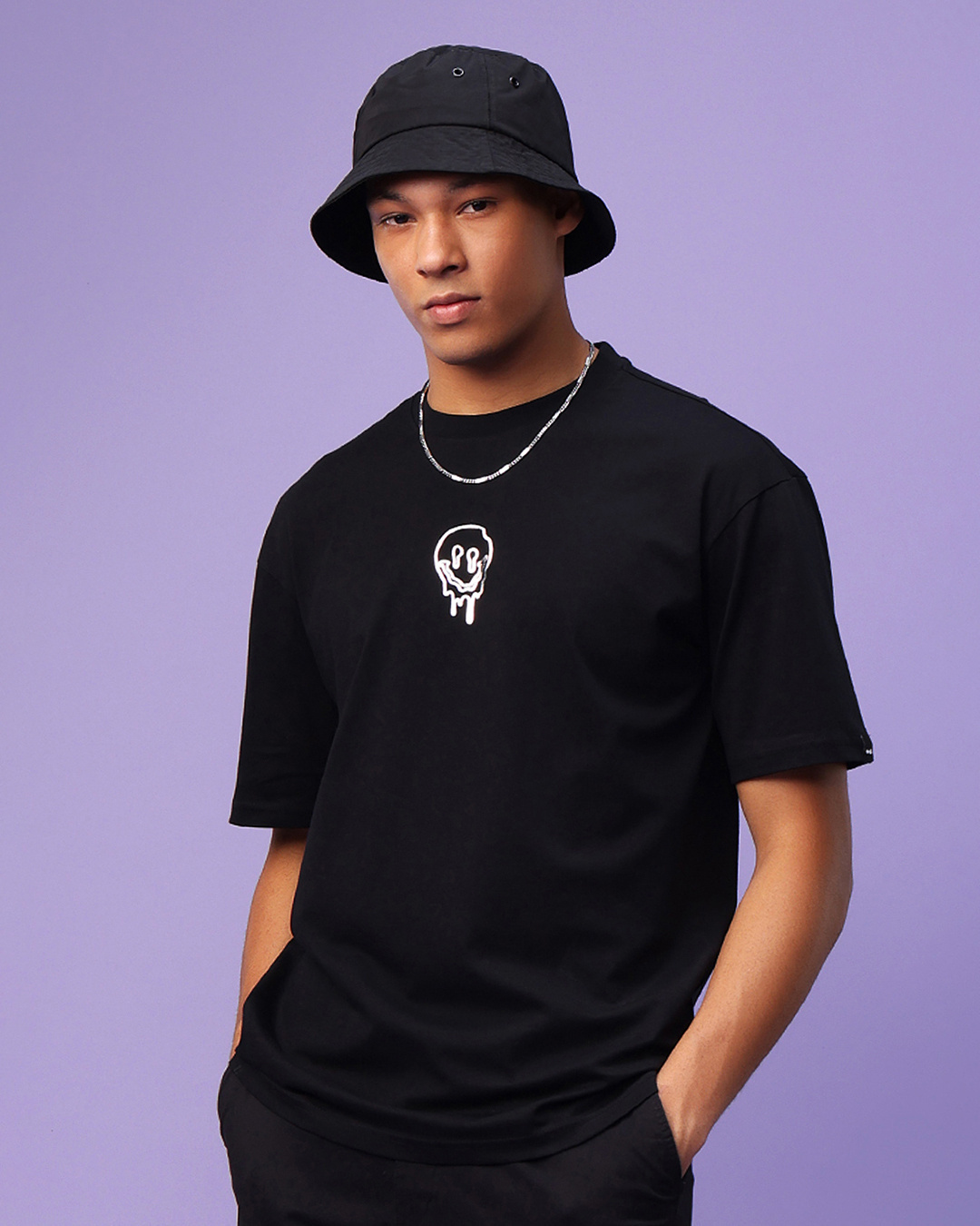 Shop Men's Black Rave Generation Graphic Printed Oversized T-shirt-Back
