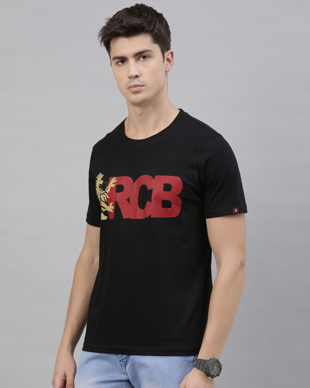 Shop Men's Black RCB Typography T-shirt-Back