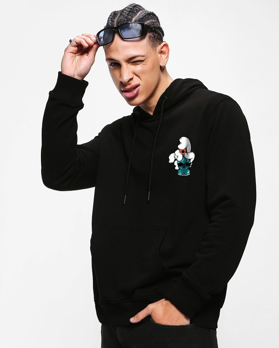 Shop Men's Black Reckless Graphic Printed Oversized Hoodies-Back