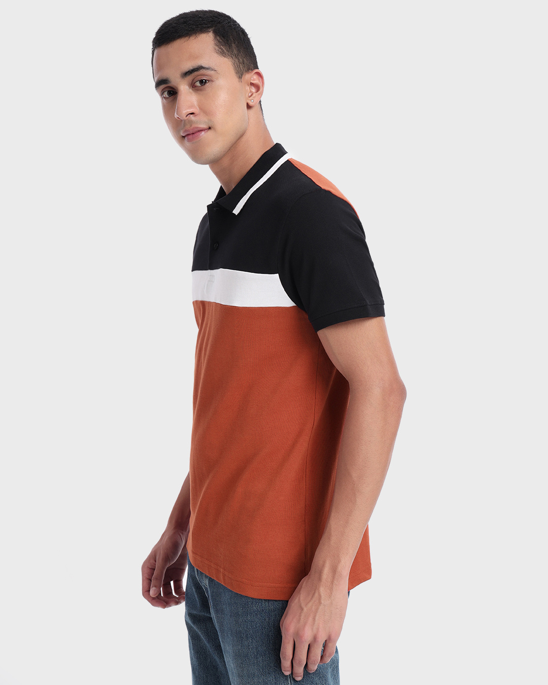 Shop Men's Black & Red Color Block Polo T-shirt-Back