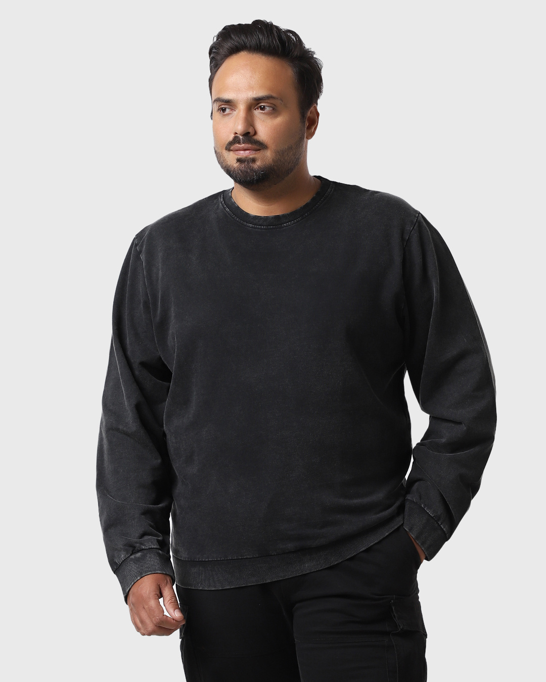 Shop Men's Black Plus Size Sweatshirt-Back