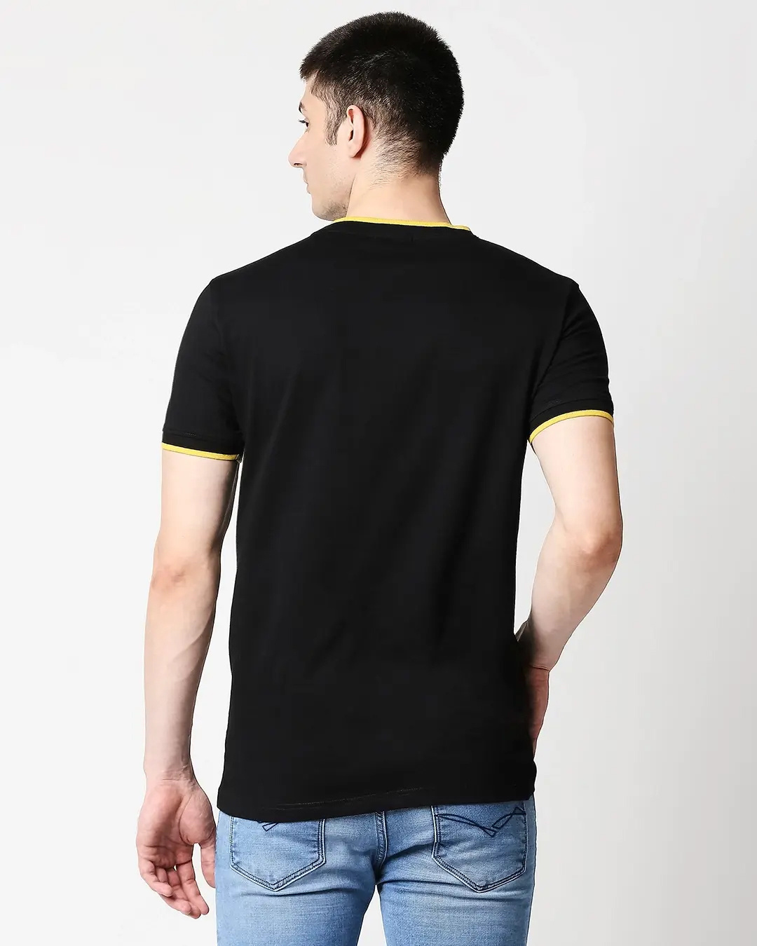 Shop Men's Black Relax Graphic Printed Varsity T-shirt-Back