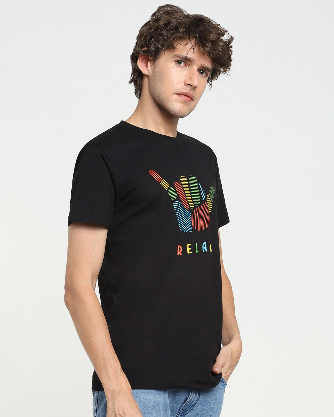 Shop Men's Black Relax T-shirt-Back