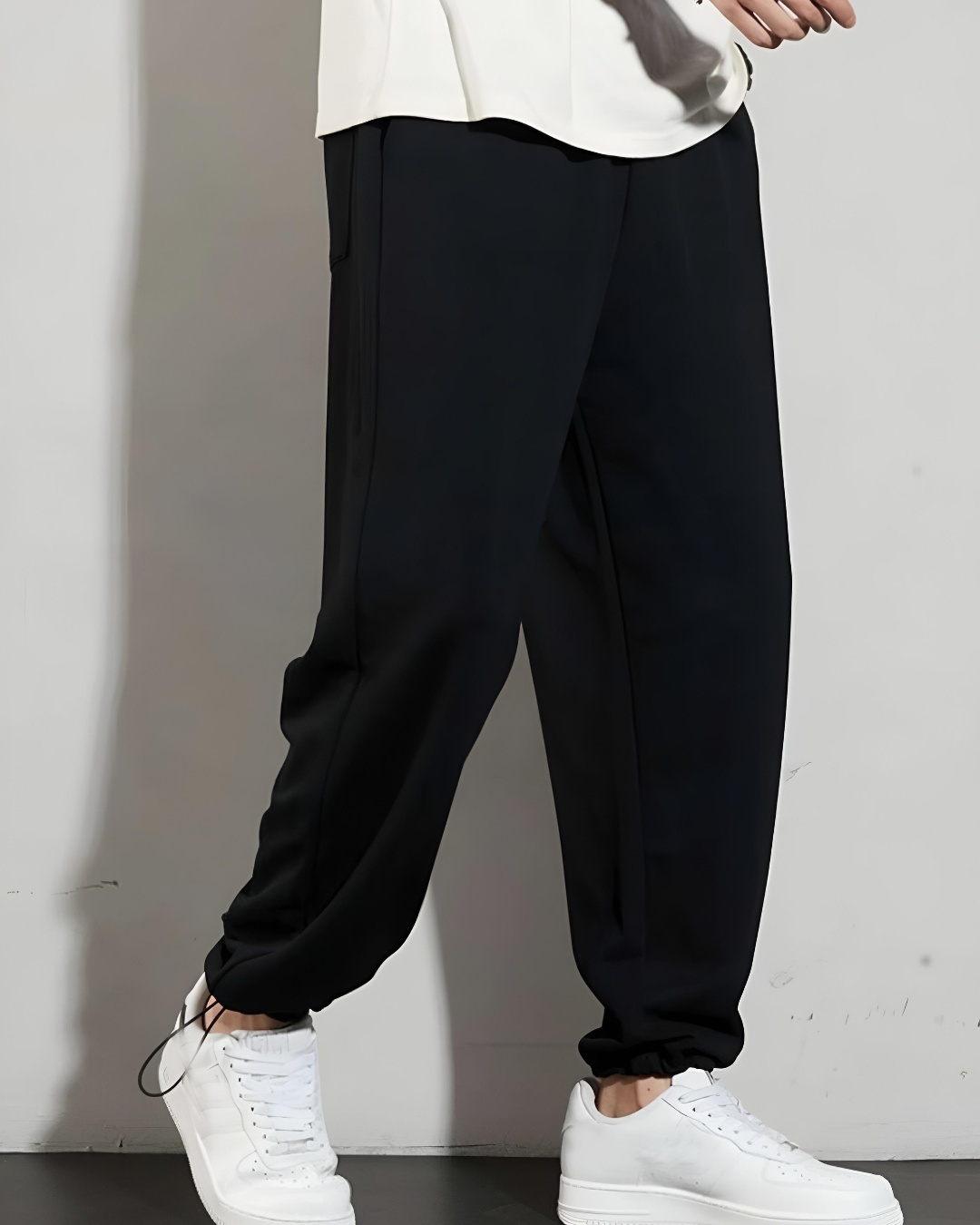 Shop Men's Black Relaxed Fit Joggers-Back
