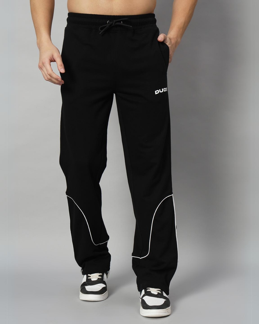 Shop Men's Black Relaxed Fit Trackpants-Back