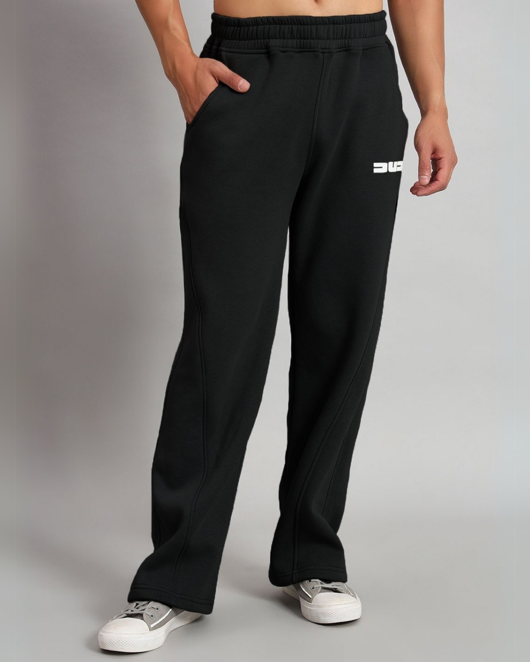 Black Regular Fit Track Pants For Men By Being Human Clothing main image 0