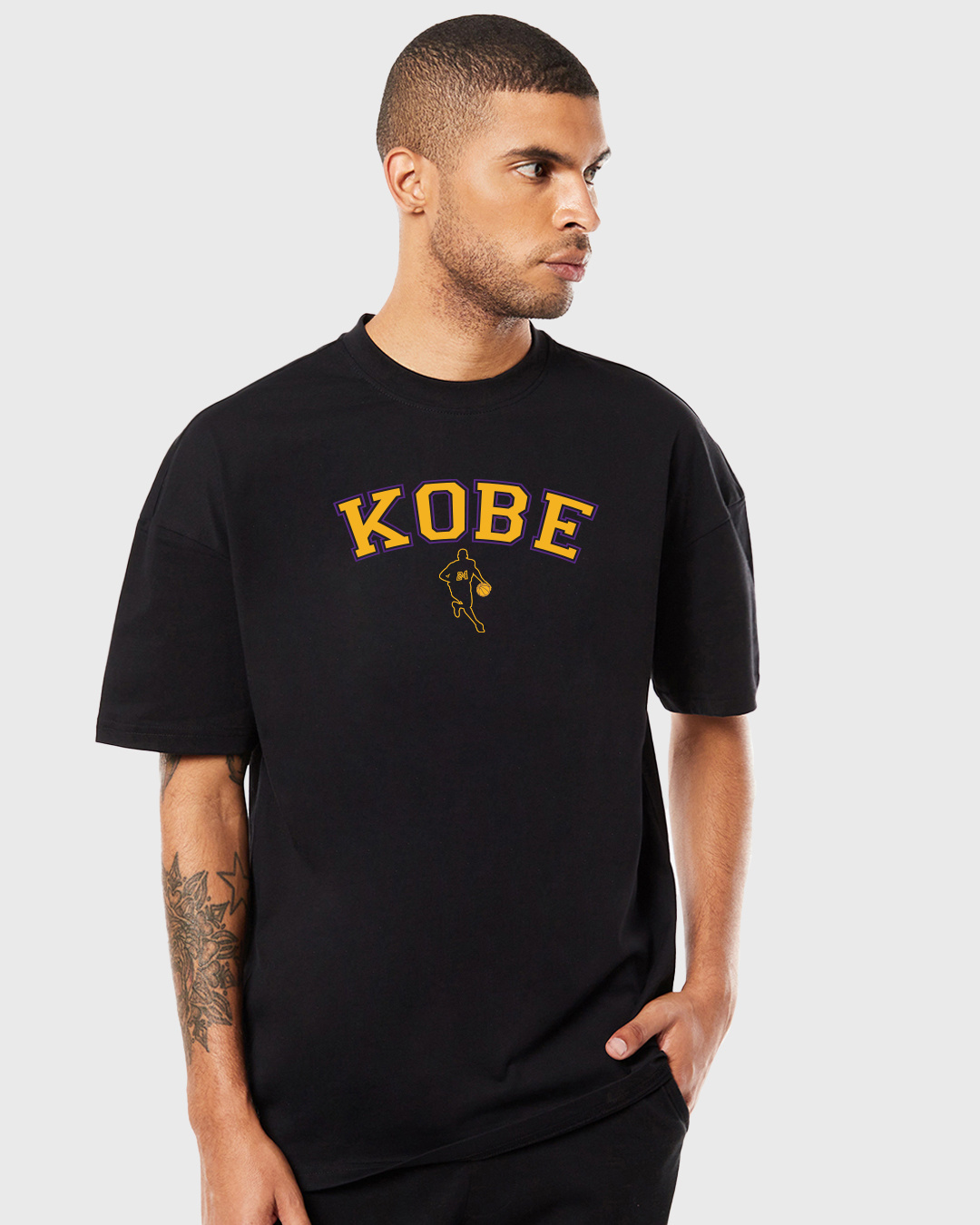 Shop Men's Black Remembering Kobe Bryant Typography Oversized T-shirt-Back