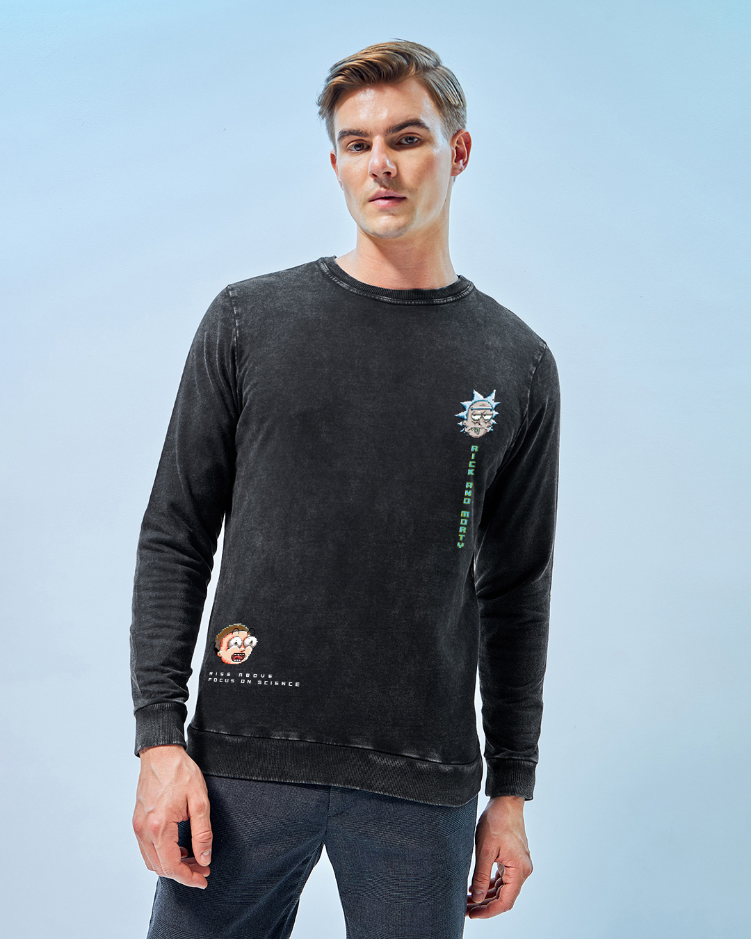 Shop Men's Black Rick and Morty Graphic Printed Sweatshirt-Back
