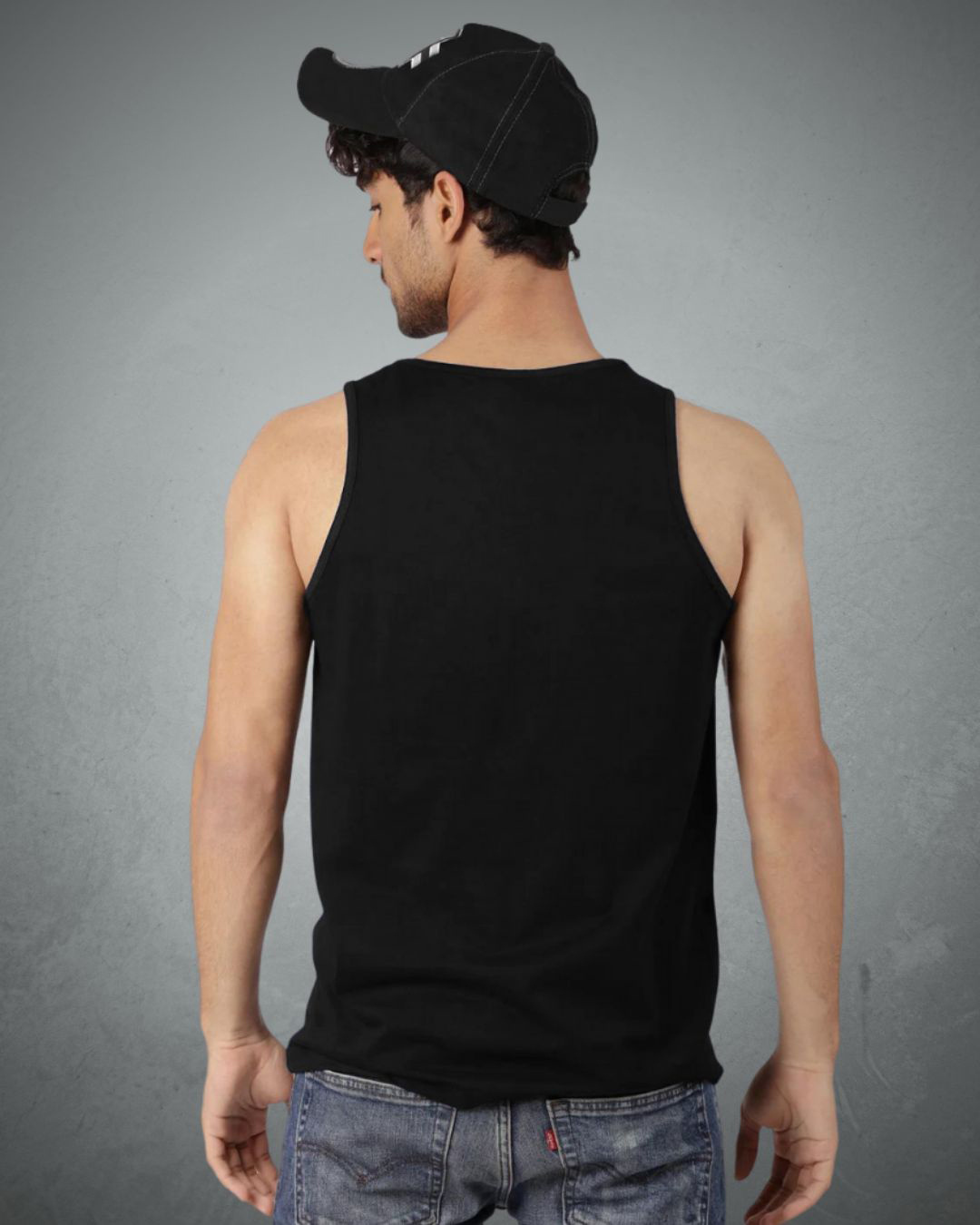 Shop Men's Black Satoru Gojo Graphic Printed Cotton Vest-Back
