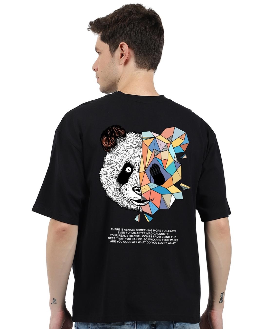 Buy Mens Black Savage Panda Graphic Printed Oversized T Shirt Online At Bewakoof 