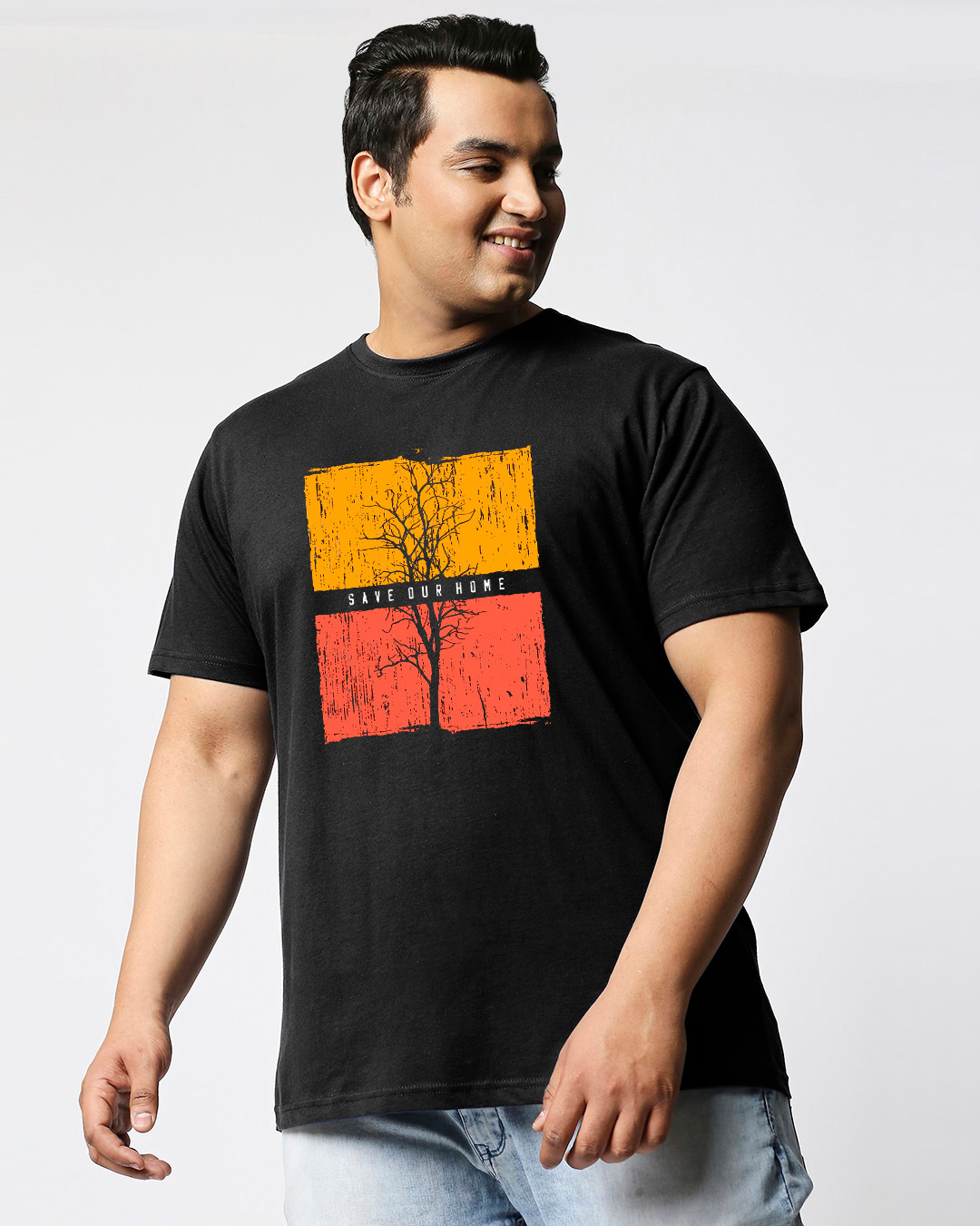 Shop Men's Black Save Our Home Graphic Print Plus Size T-shirt-Back