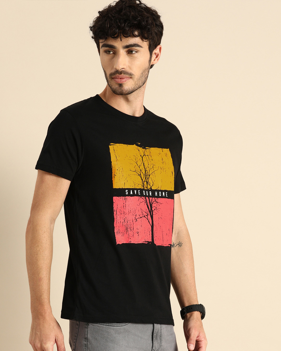 Shop Men's Black Save Our Home T-shirt-Back