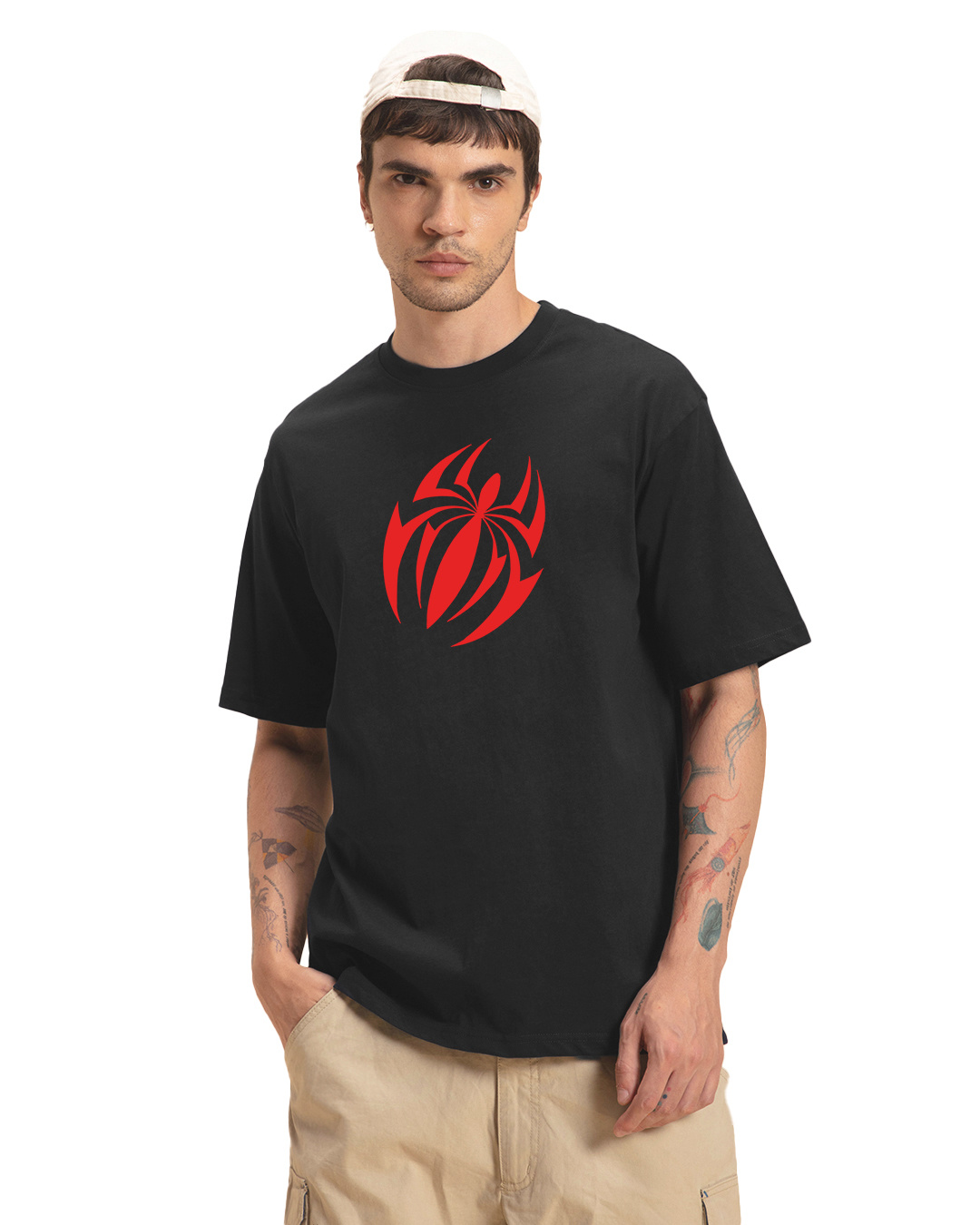 Shop Men's Black Scarlet Spider Graphic Printed Oversized T-shirt-Back
