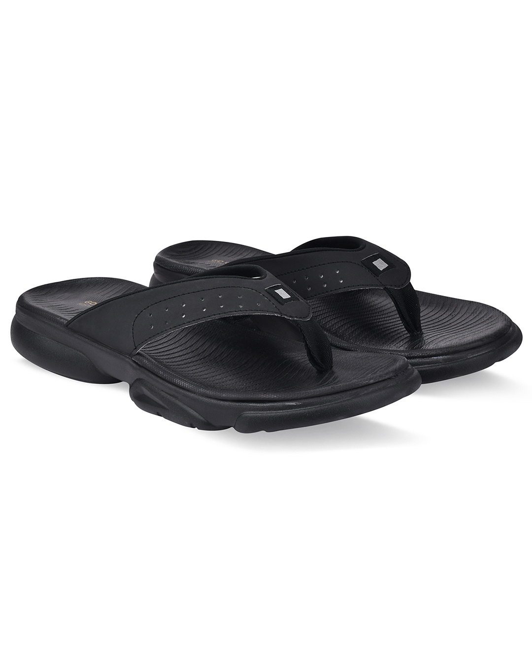 Buy Men's Black Self Design Flip Flops Online in India at Bewakoof