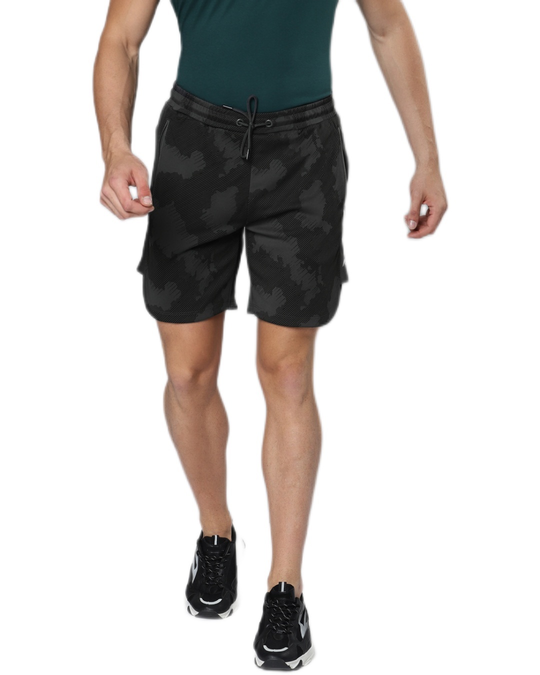 Buy Men's Black Self Design Slim Fit Training Sports Shorts for Men