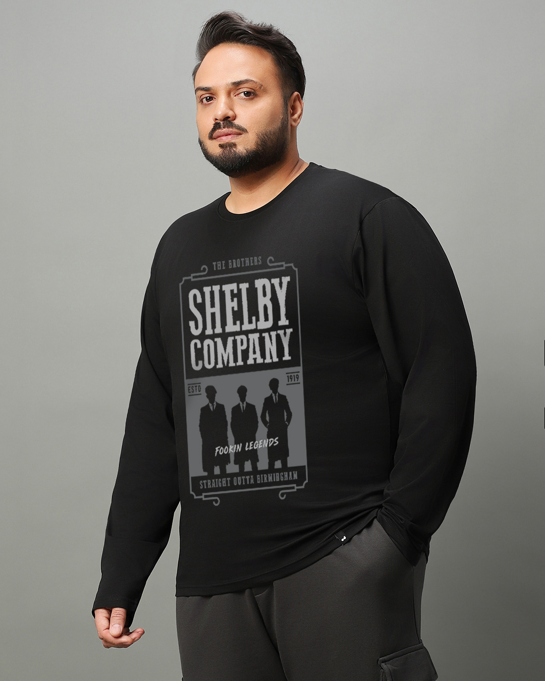 Shop Men's Black Shelby Brother Graphic Printed Plus Size T-shirt-Back