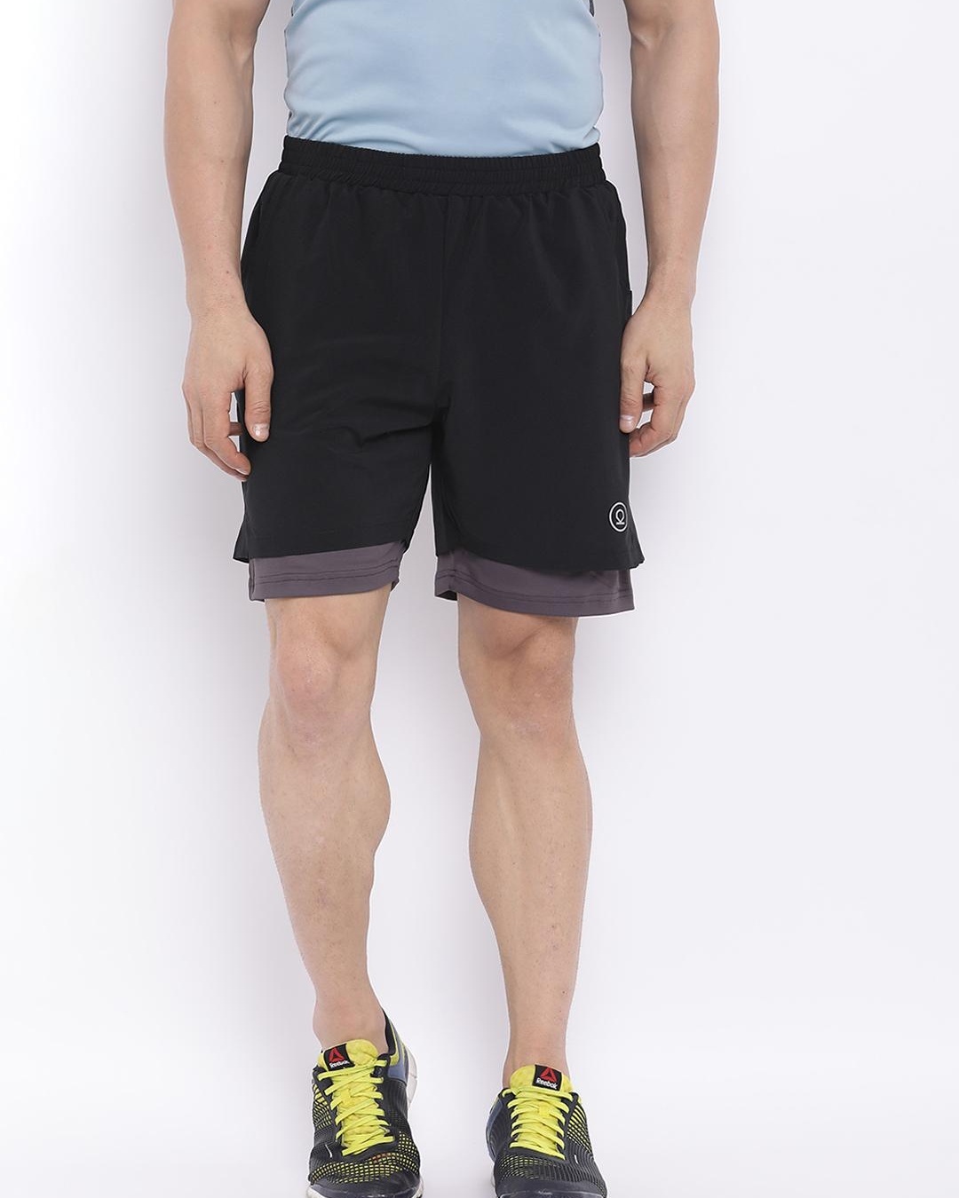 Buy Men's Black Double Layered Sports Shorts Online at Bewakoof