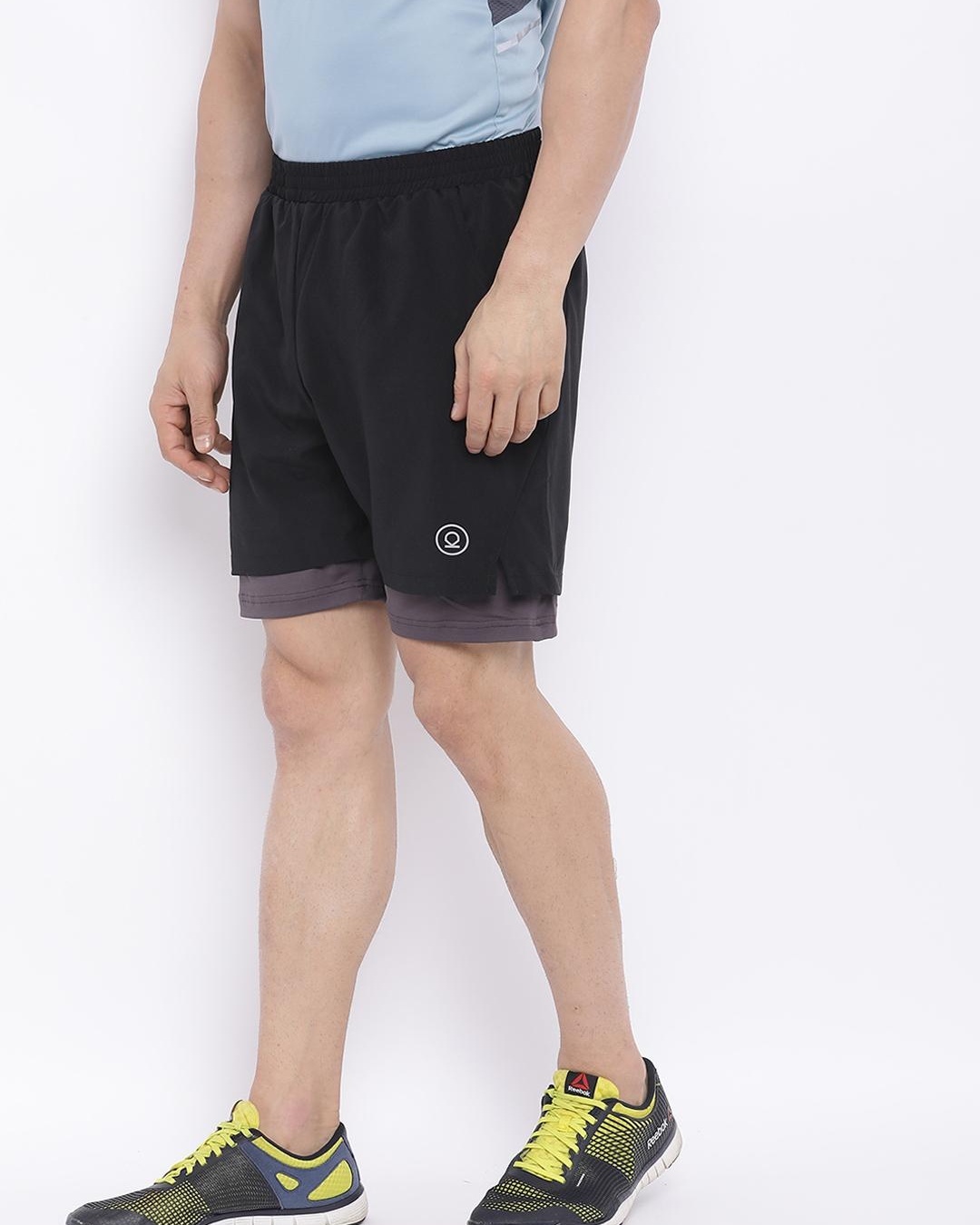 Shop Men's Black Double Layered Sports Shorts-Back