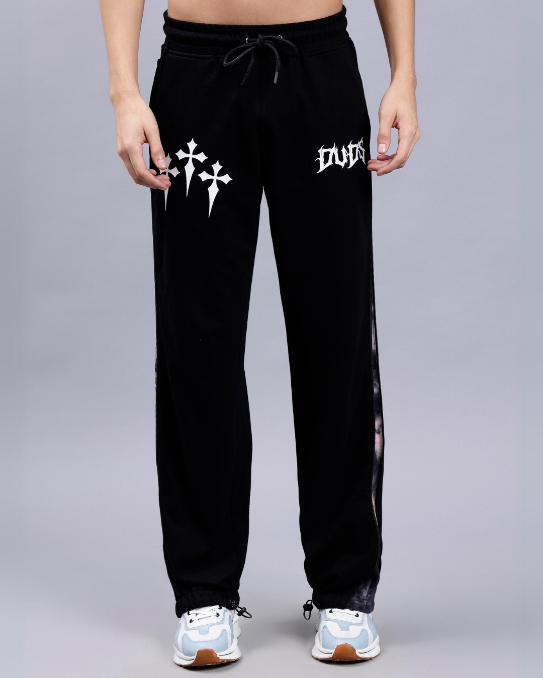 Shop Men's Black Side Panel Relaxed Fit Track Pants-Back