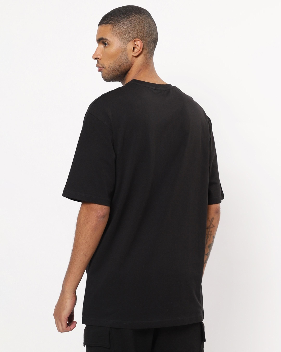 Shop Men's Black Silence Graphic Printed Oversized T-shirt-Back