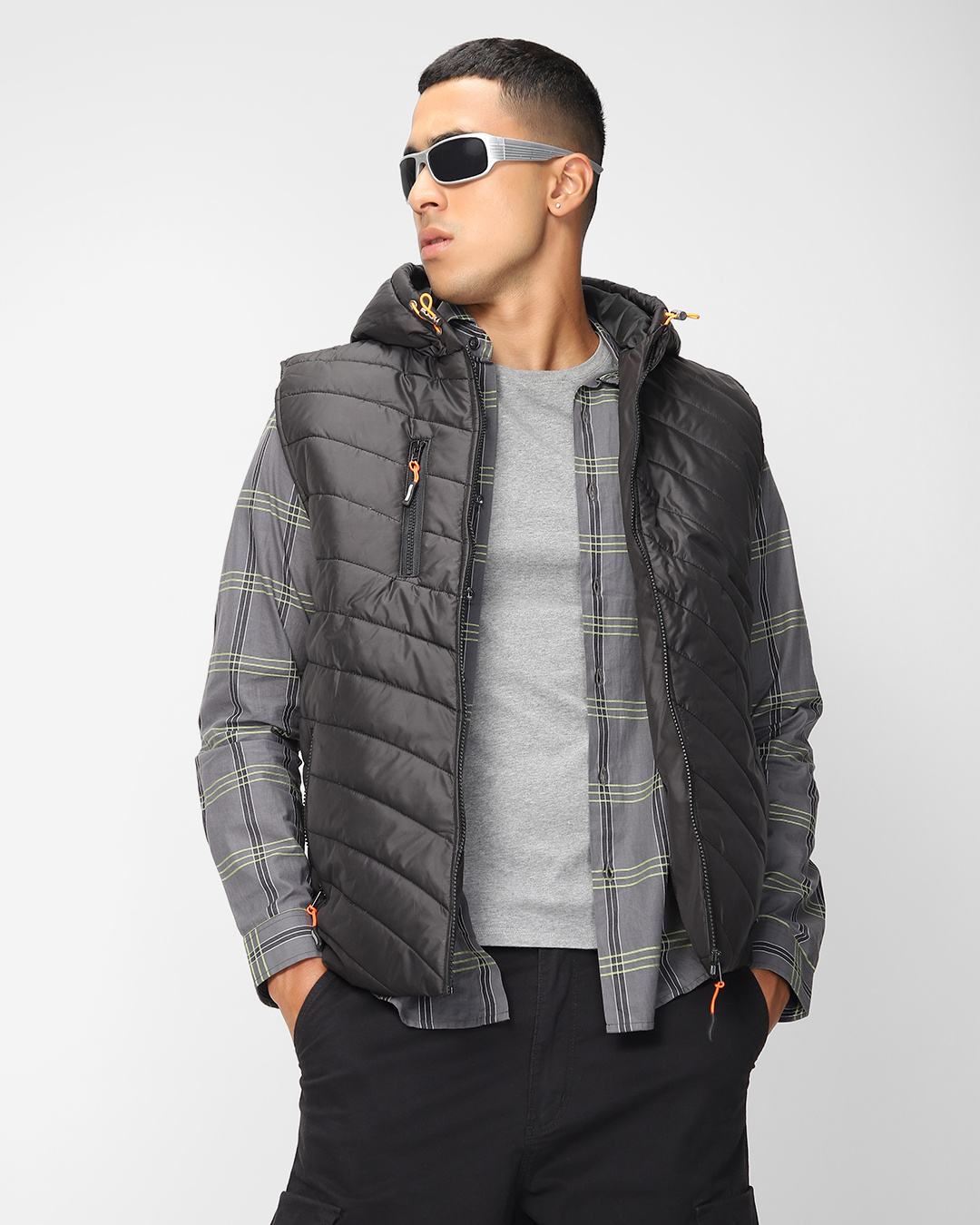 thumbnail image 2 of All In Motion Men's Recycled Polyester Puffer Vest - Sleeveless, Front Pocket, Full Zip 2 of 3
