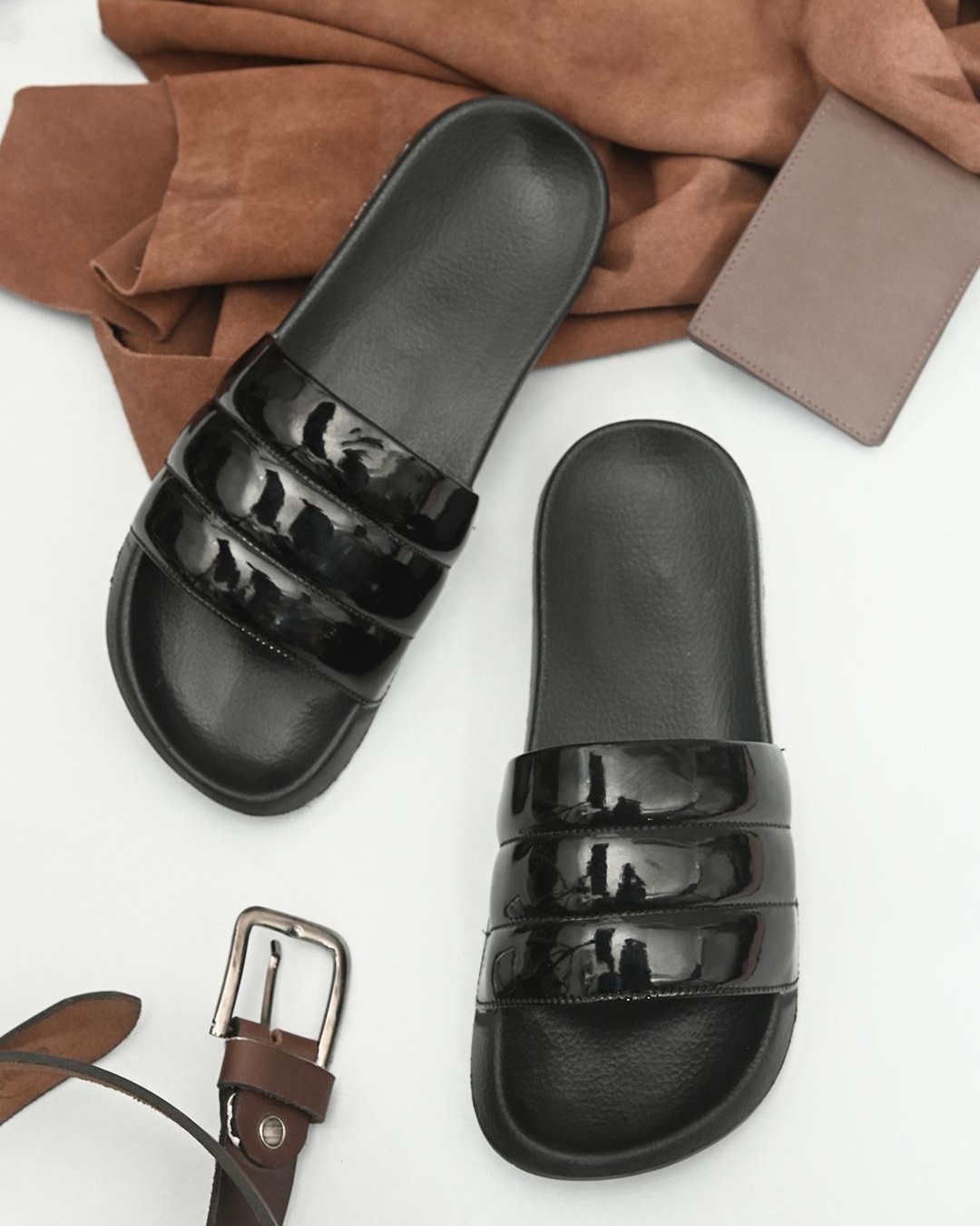 nike sliders black mens