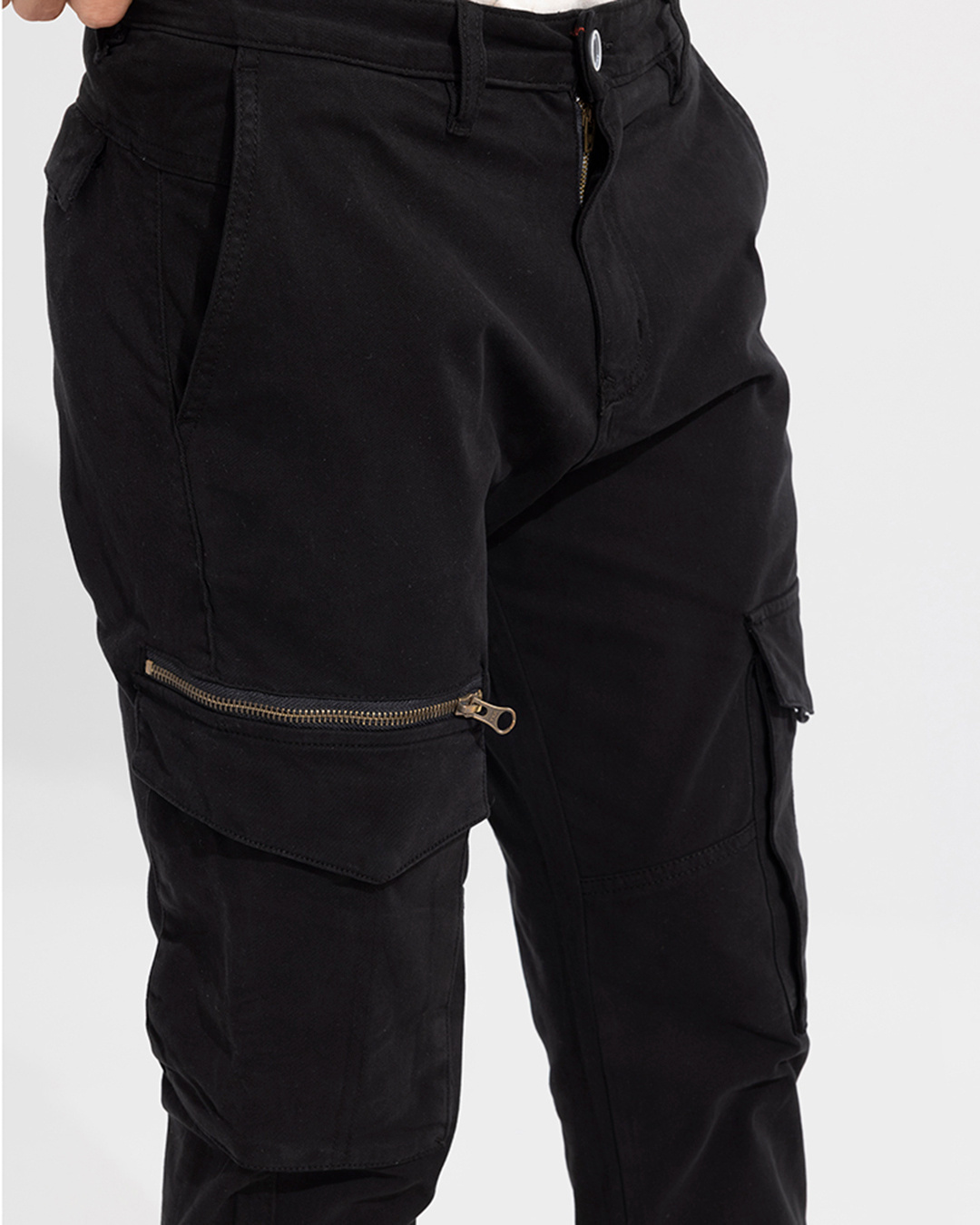 Buy Thomas Scott Men Black Cotton, Lycra Slim Fit Cargo Trousers (34)  Online at Best Prices in India - JioMart.