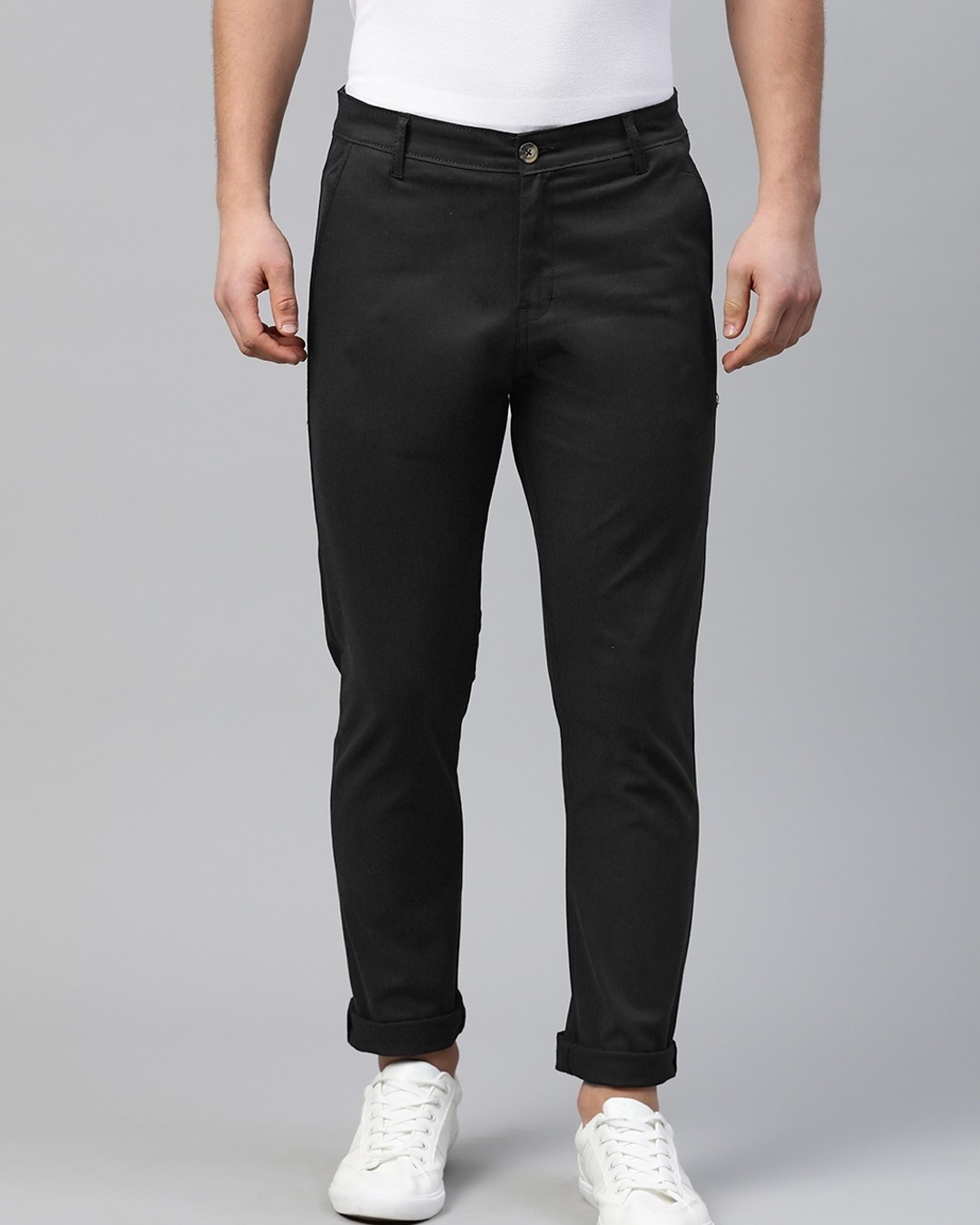 Buy Men's Black Slim Fit Chinos Online at Bewakoof