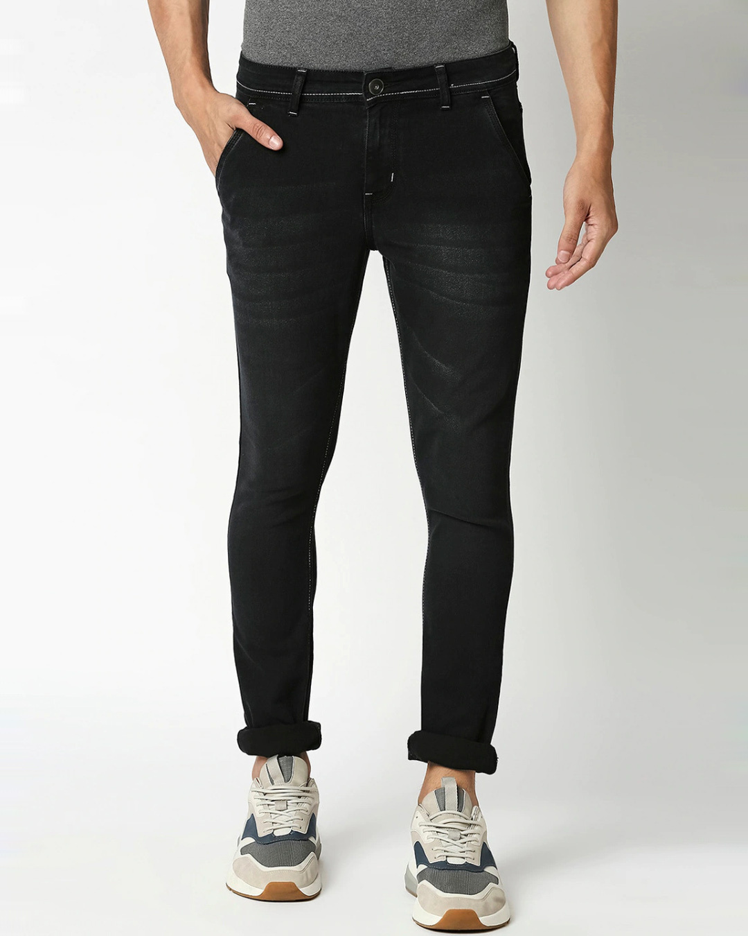 Buy Men's Black Slim Fit Faded Jeans for Men Black Online at Bewakoof