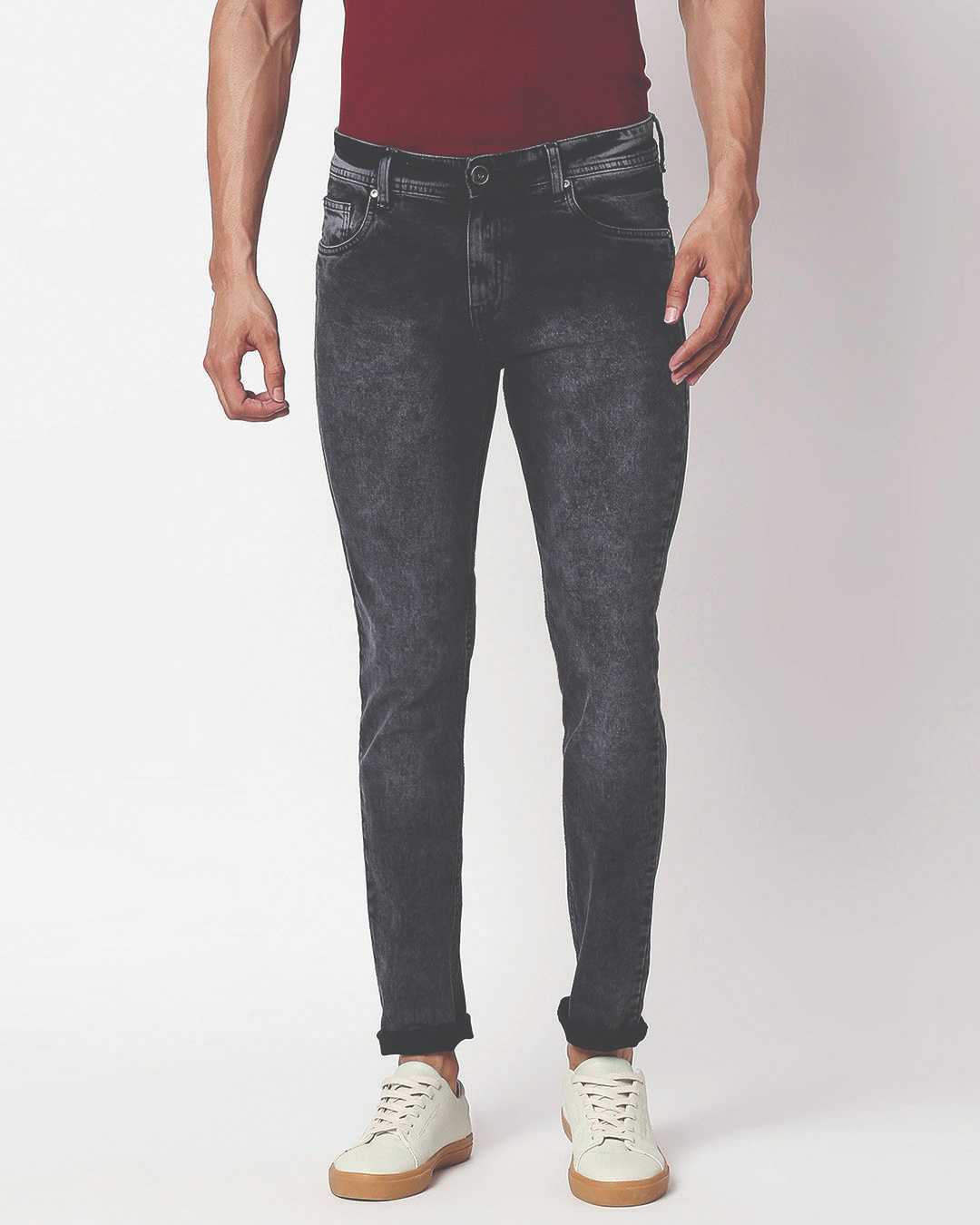 Buy Men's Black Slim Fit Faded Jeans for Men Black Online at Bewakoof