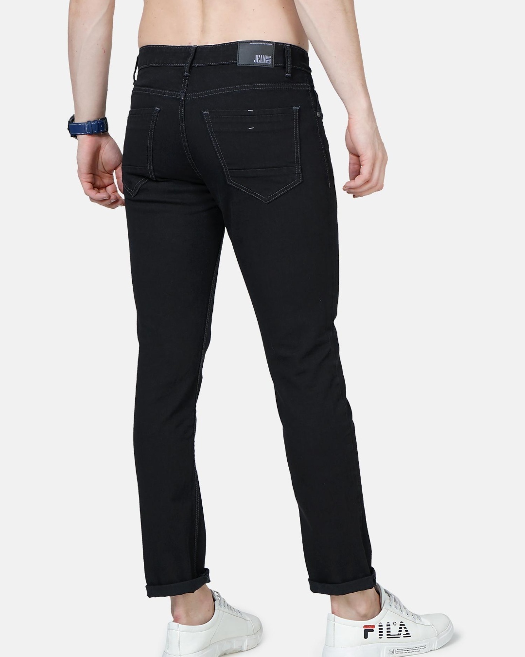 Shop Men's Black Slim Fit Jeans-Back